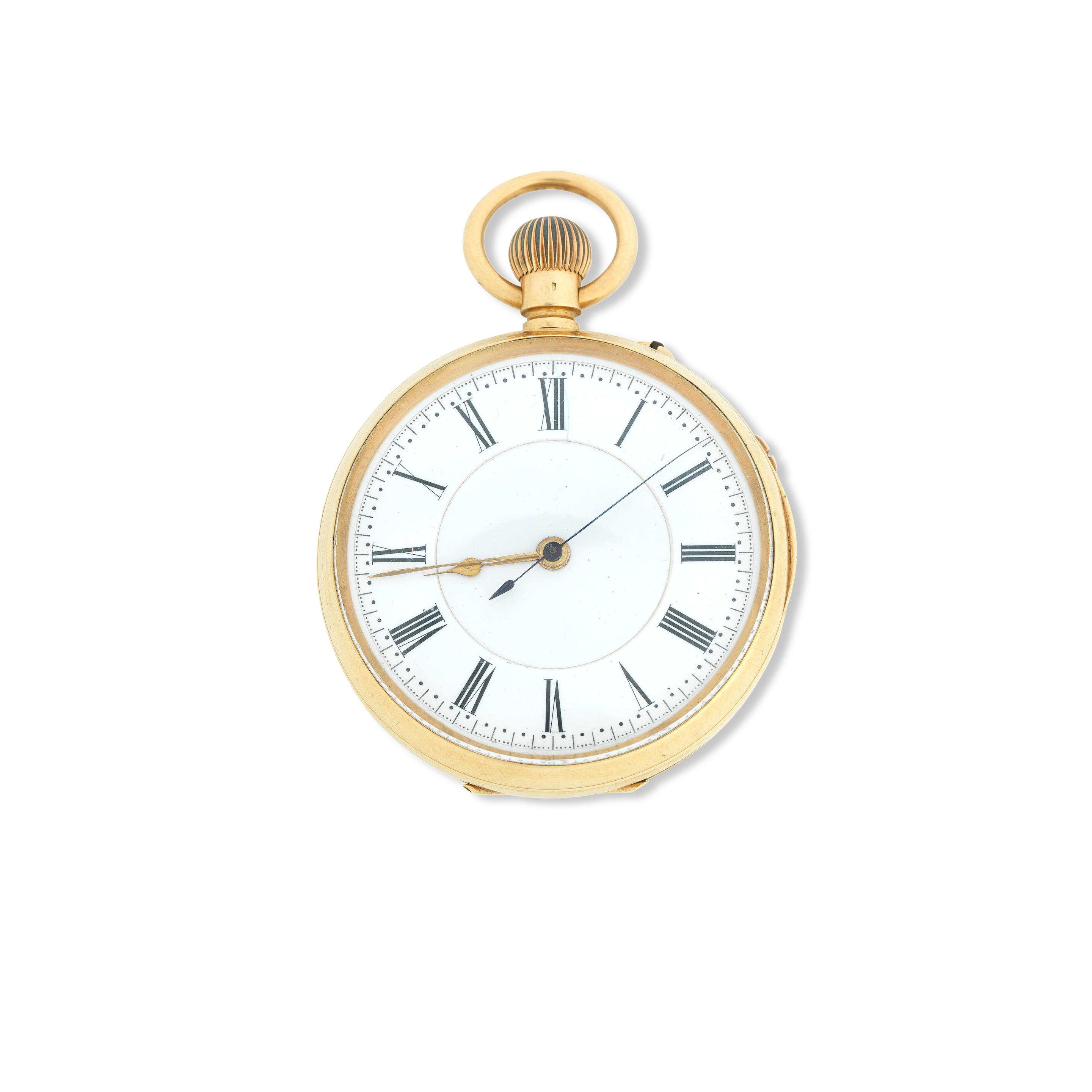 Appraisal: UNSIGNED AN CT GOLD OPEN FACE KEYLESS WIND POCKET WATCH