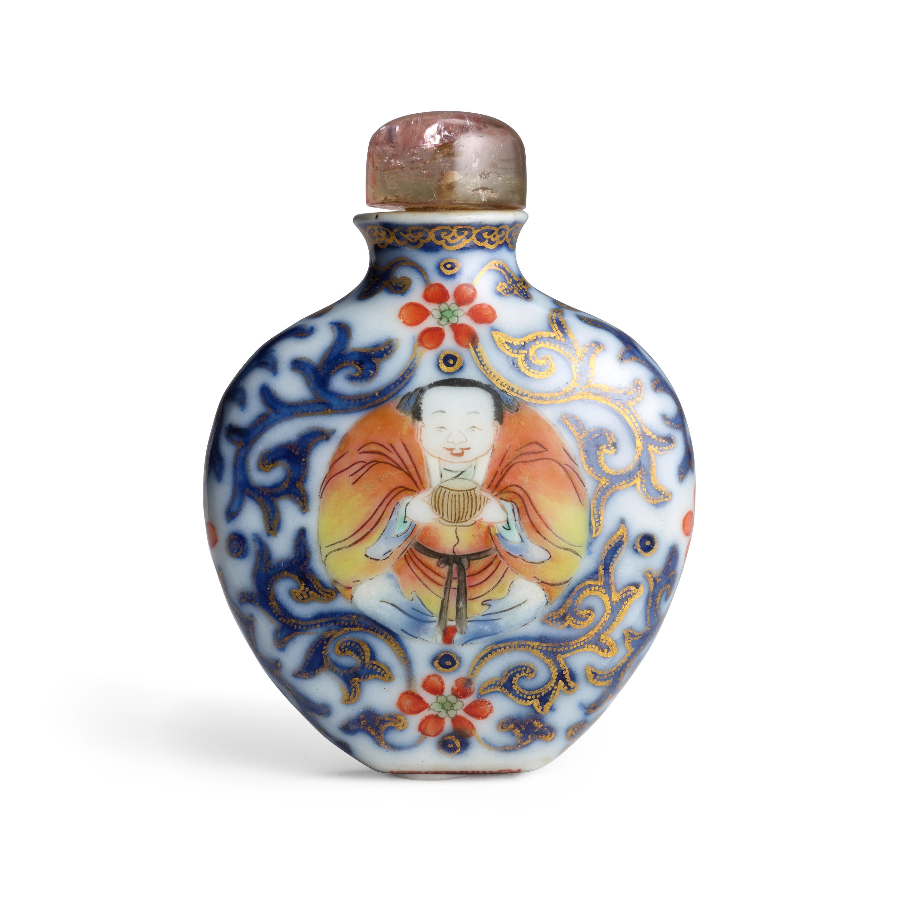 Appraisal: AN ENAMELED BLUE AND WHITE 'HEHE ERXIAN' PORCELAIN BOTTLE Qianlong