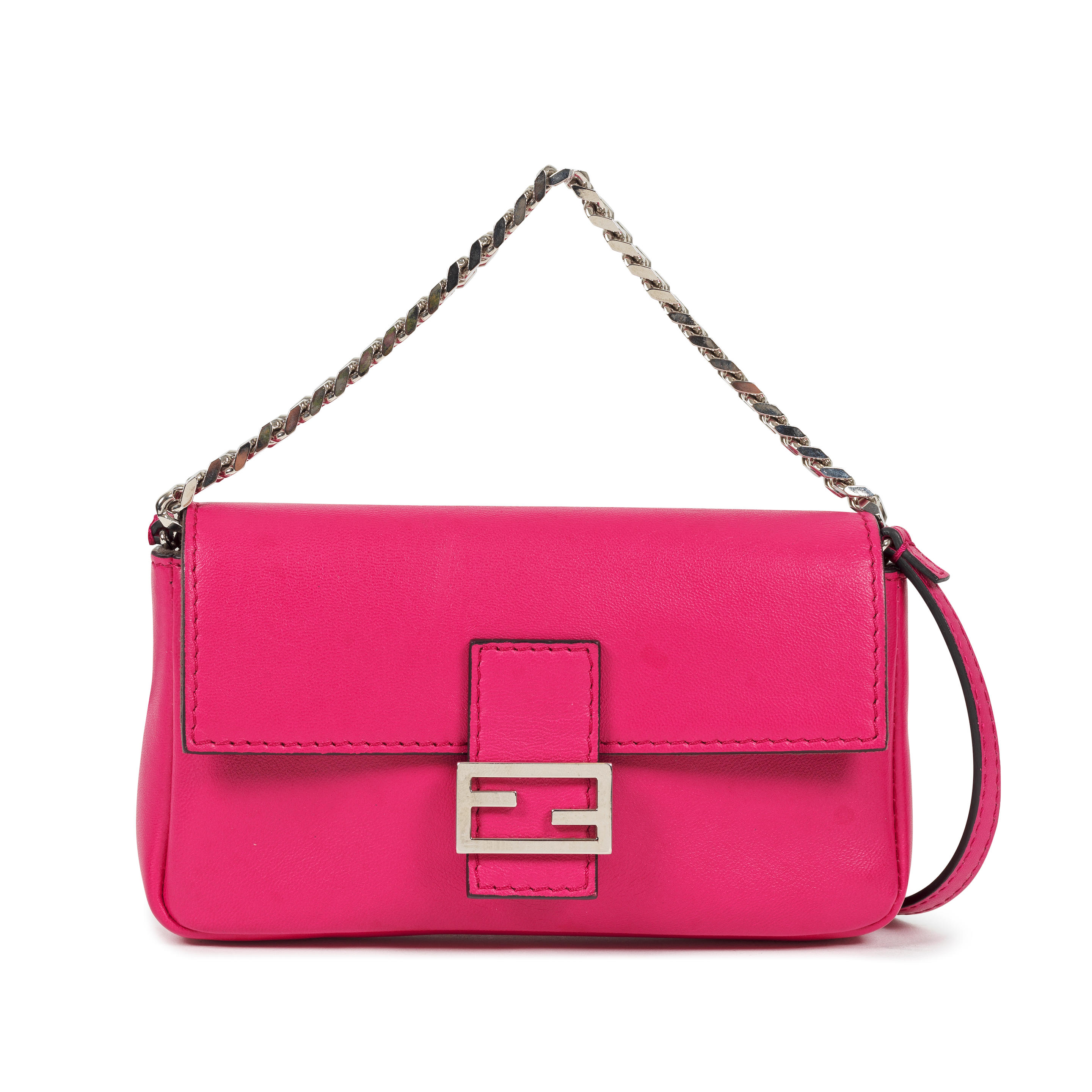 Appraisal: FENDI A FUCHSIA PINK LAMBSKIN LEATHER MICRO BAGUETTE BAG Removeable