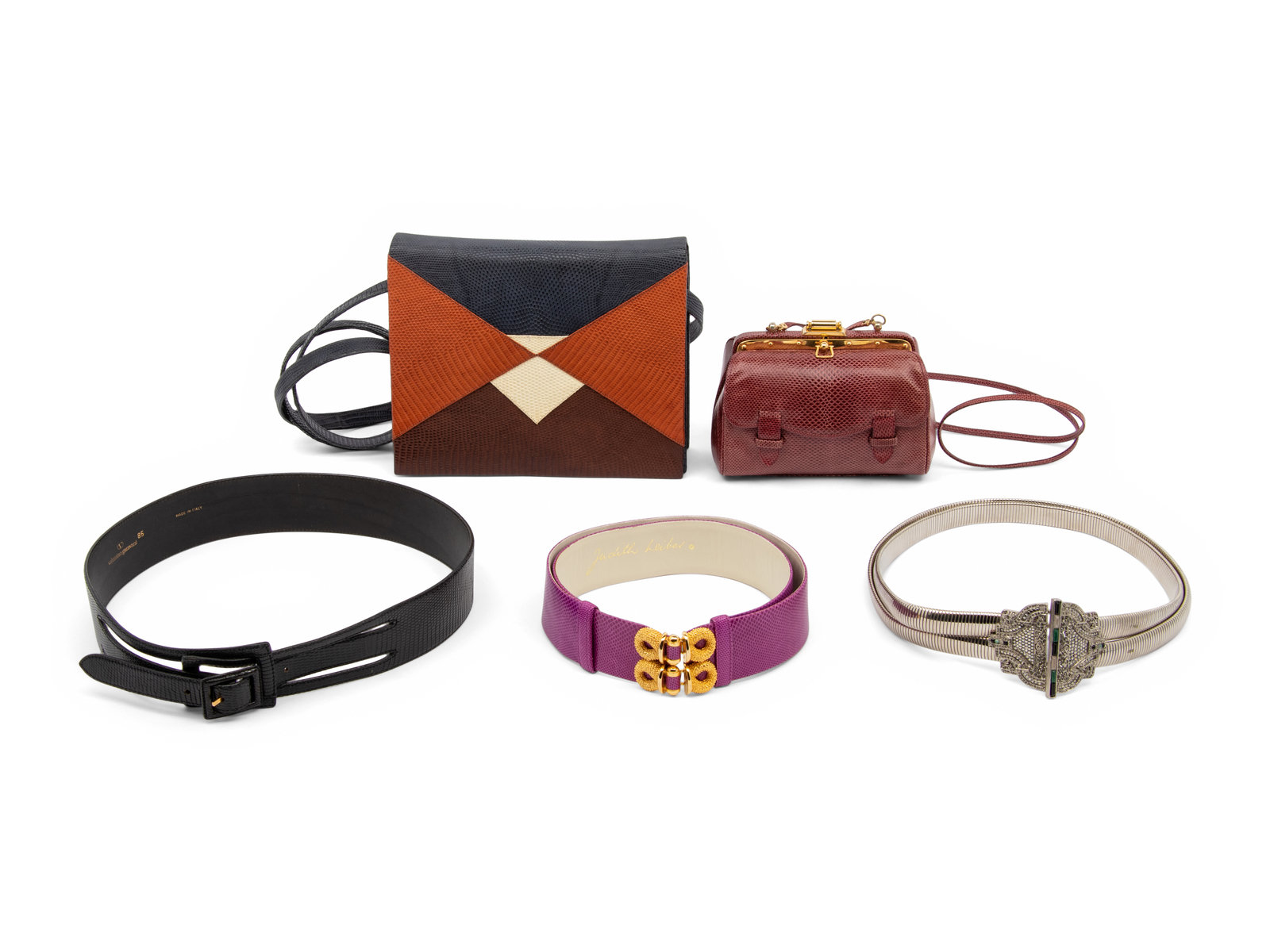 Appraisal: Five Designer Accessories Three Judith Leiber One Valentino One Andrea