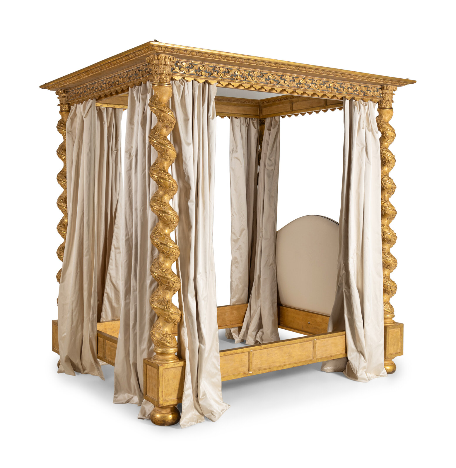 Appraisal: A Baroque Style Giltwood Canopy Bed Formations USA st Century