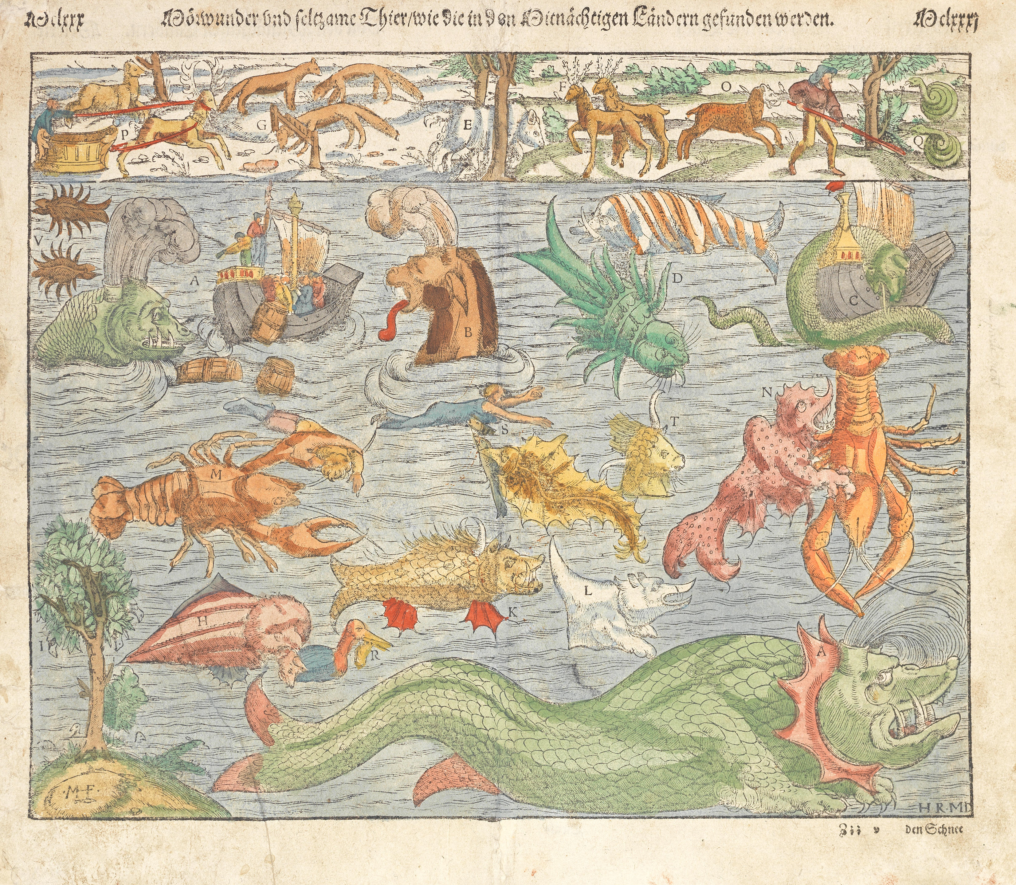 Appraisal: MUNSTER SEBASTIAN Sea Monsters Meerwunder und Seltzame Their hand-coloured double-page