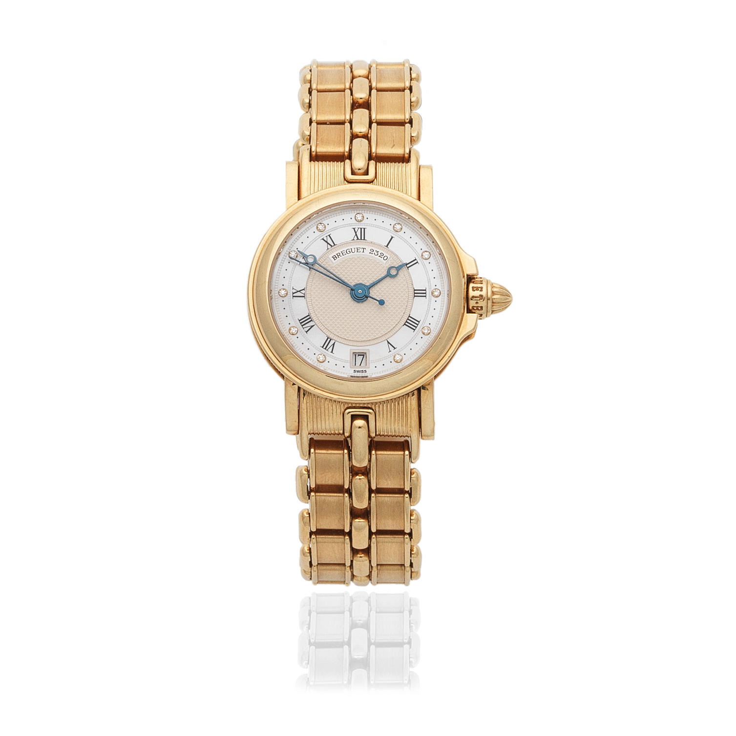 Appraisal: BREGUET A LADY'S K GOLD AUTOMATIC CALENDAR BRACELET WATCH WITH