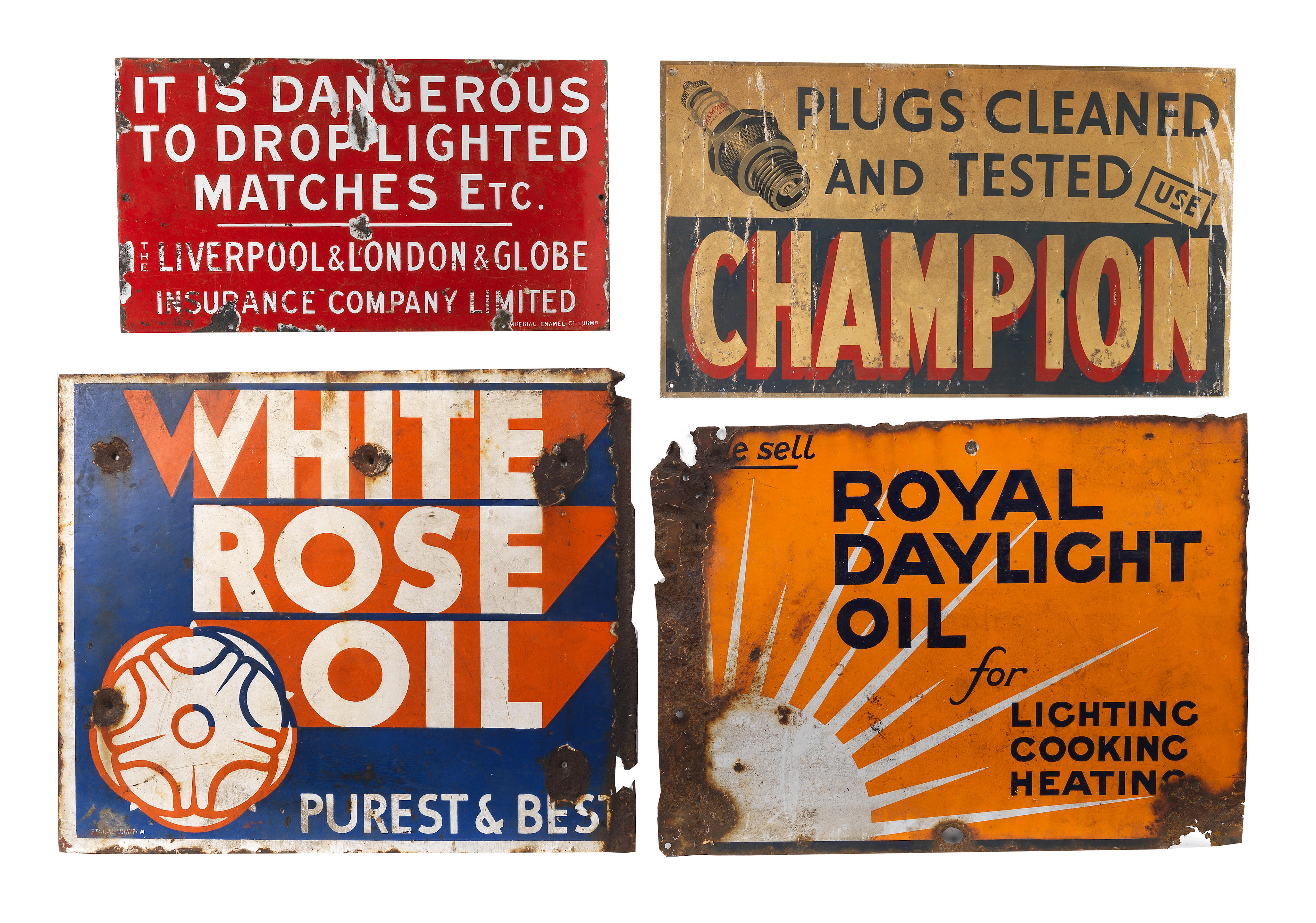 Appraisal: A ROYAL DAYLIGHT OIL ENAMEL SIGN double-sided flange mount straightened