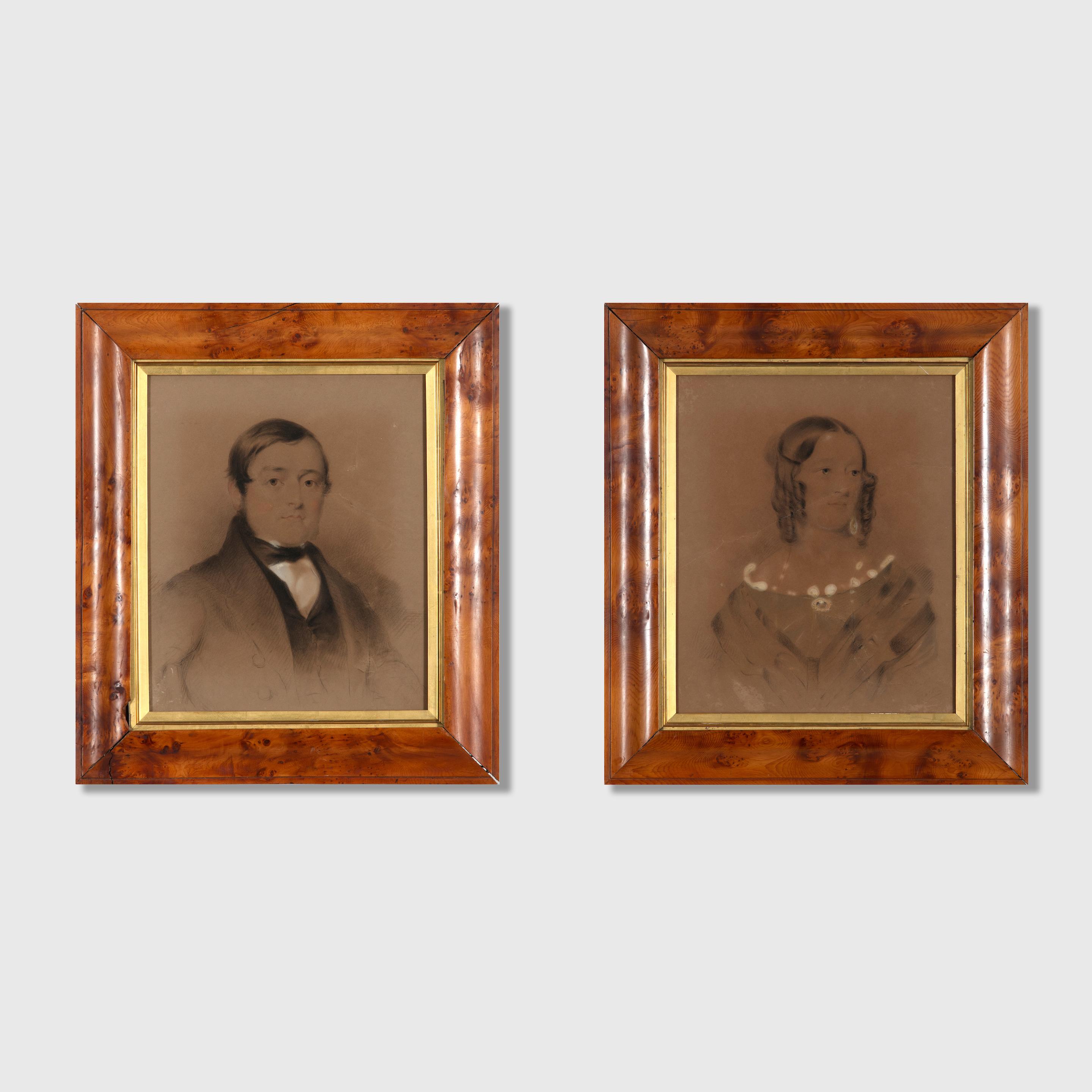 Appraisal: THOMAS BOCK - A Pair of Portraits each signed lower