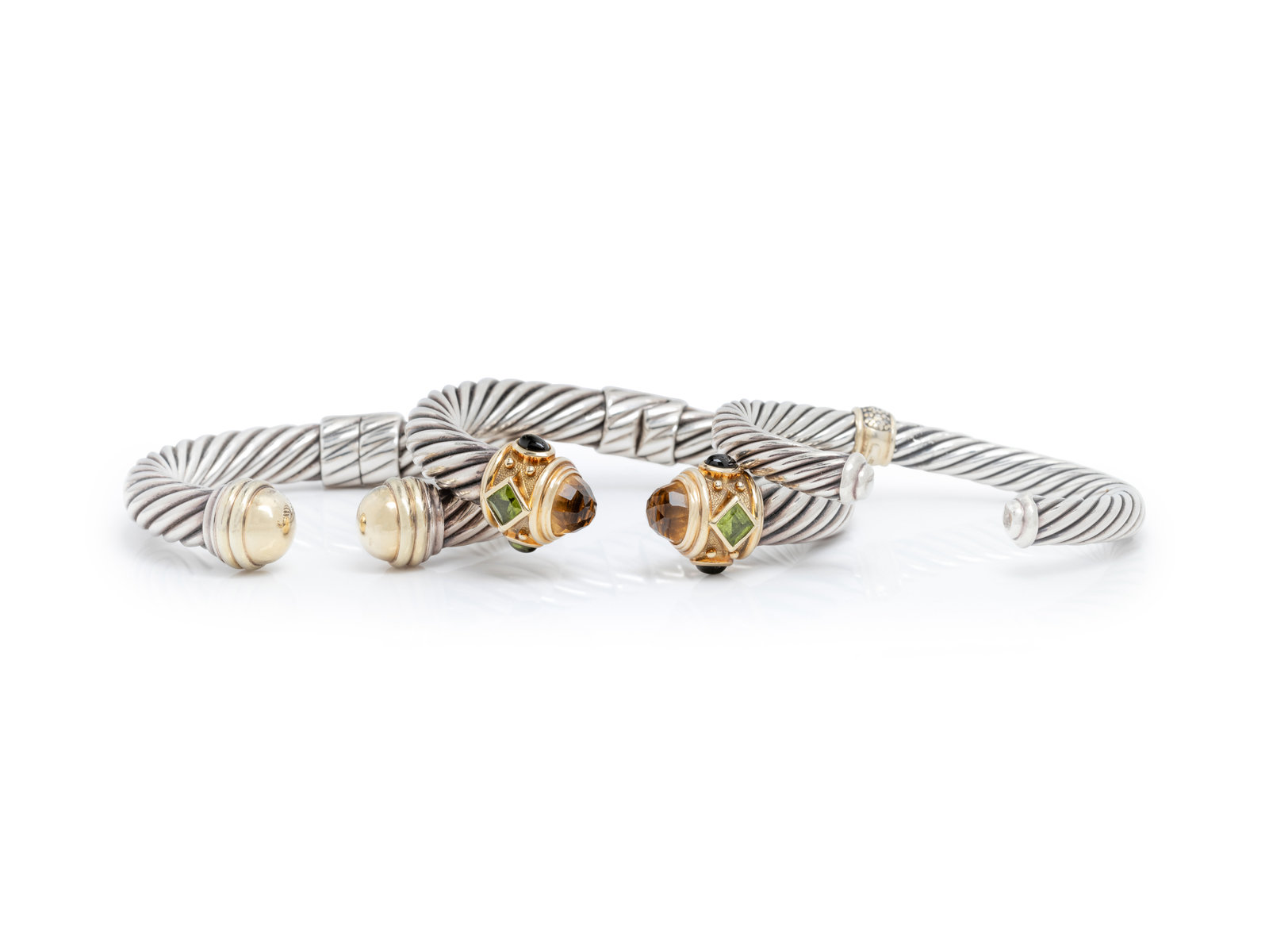 Appraisal: DAVID YURMAN YELLOW GOLD AND STERLING SILVER BRACELETS Consisting of