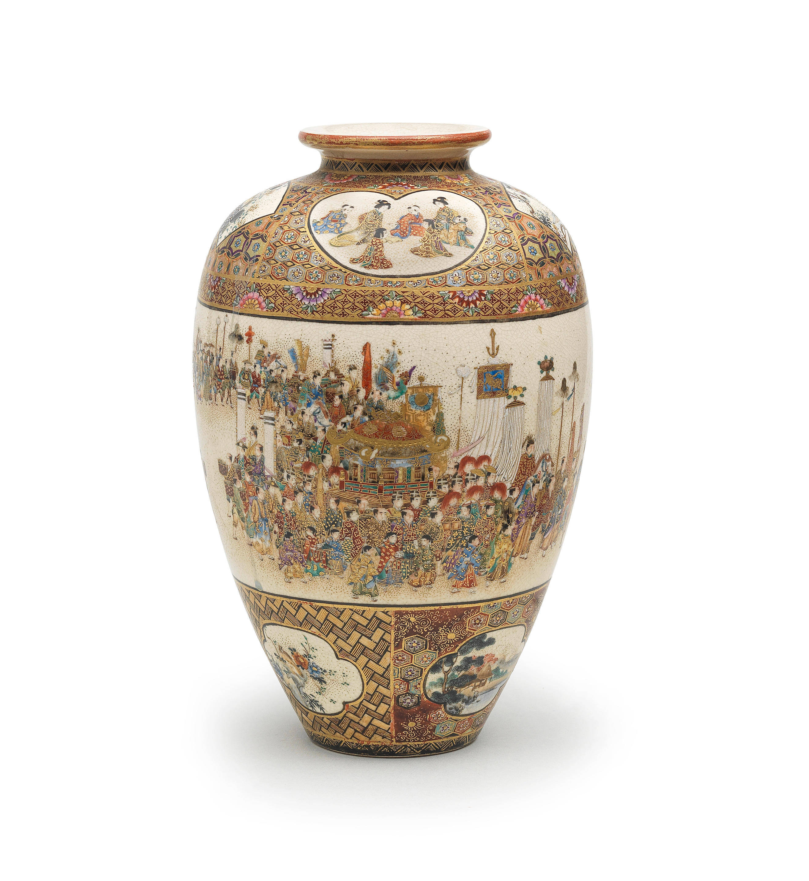 Appraisal: CHIKUSAI A Satsuma Ovoid Vase Meiji era - late th