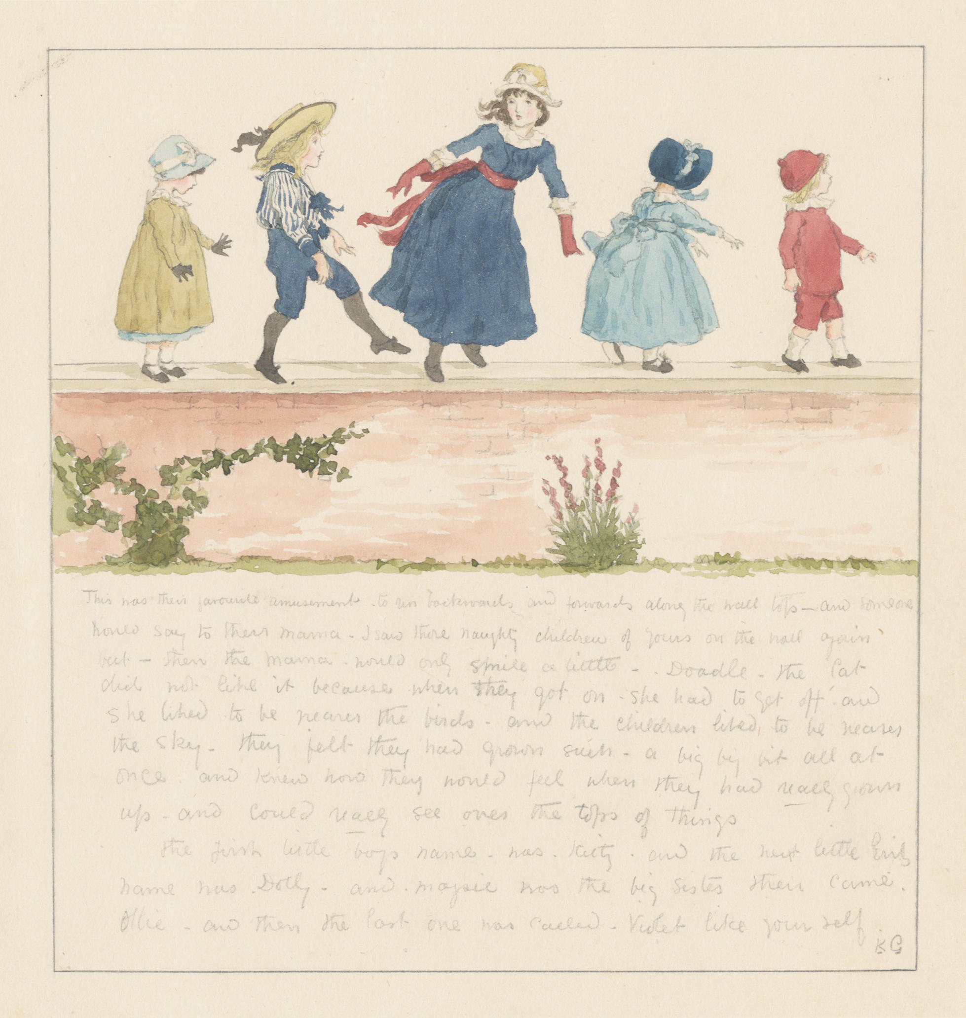 Appraisal: GREENAWAY KATE 'This was their favourite amusement' autograph manuscript illustrated