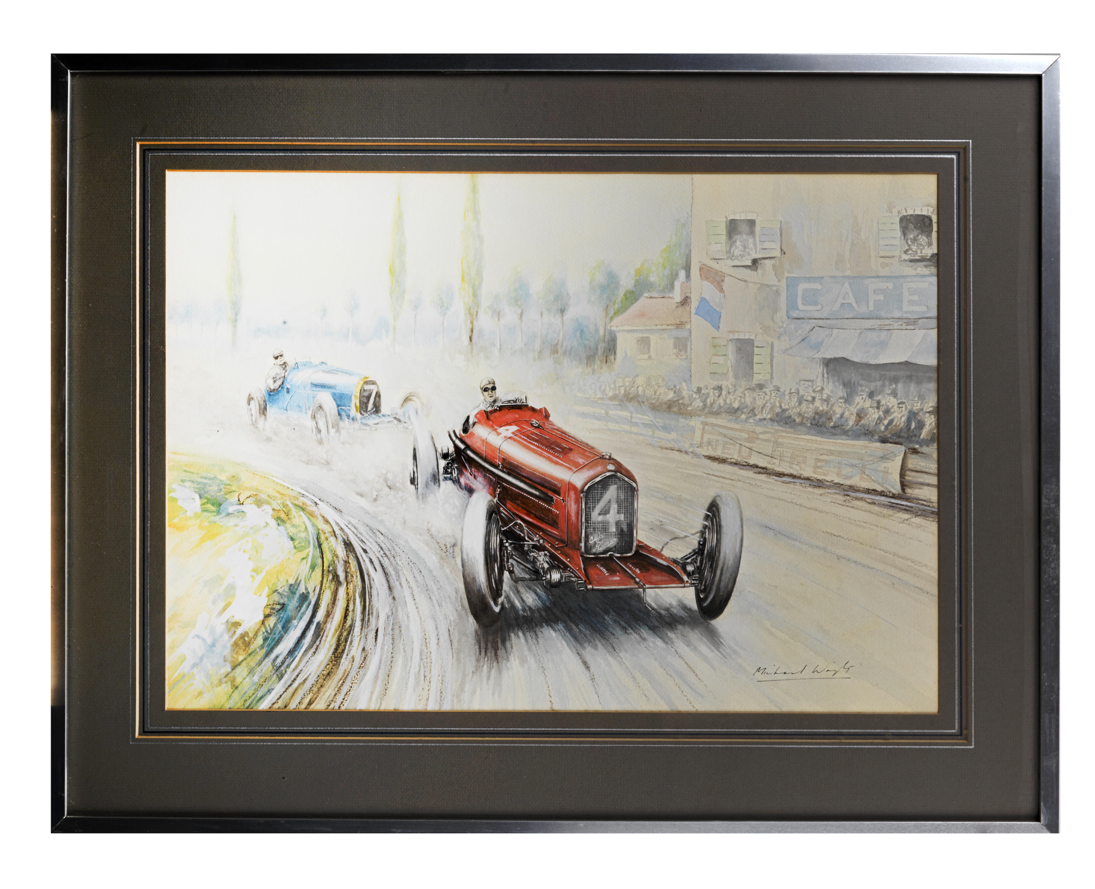 Appraisal: MICHAEL WRIGHT BRITISH - 'ALFA ROMEO VS BUGATTI' signed lower