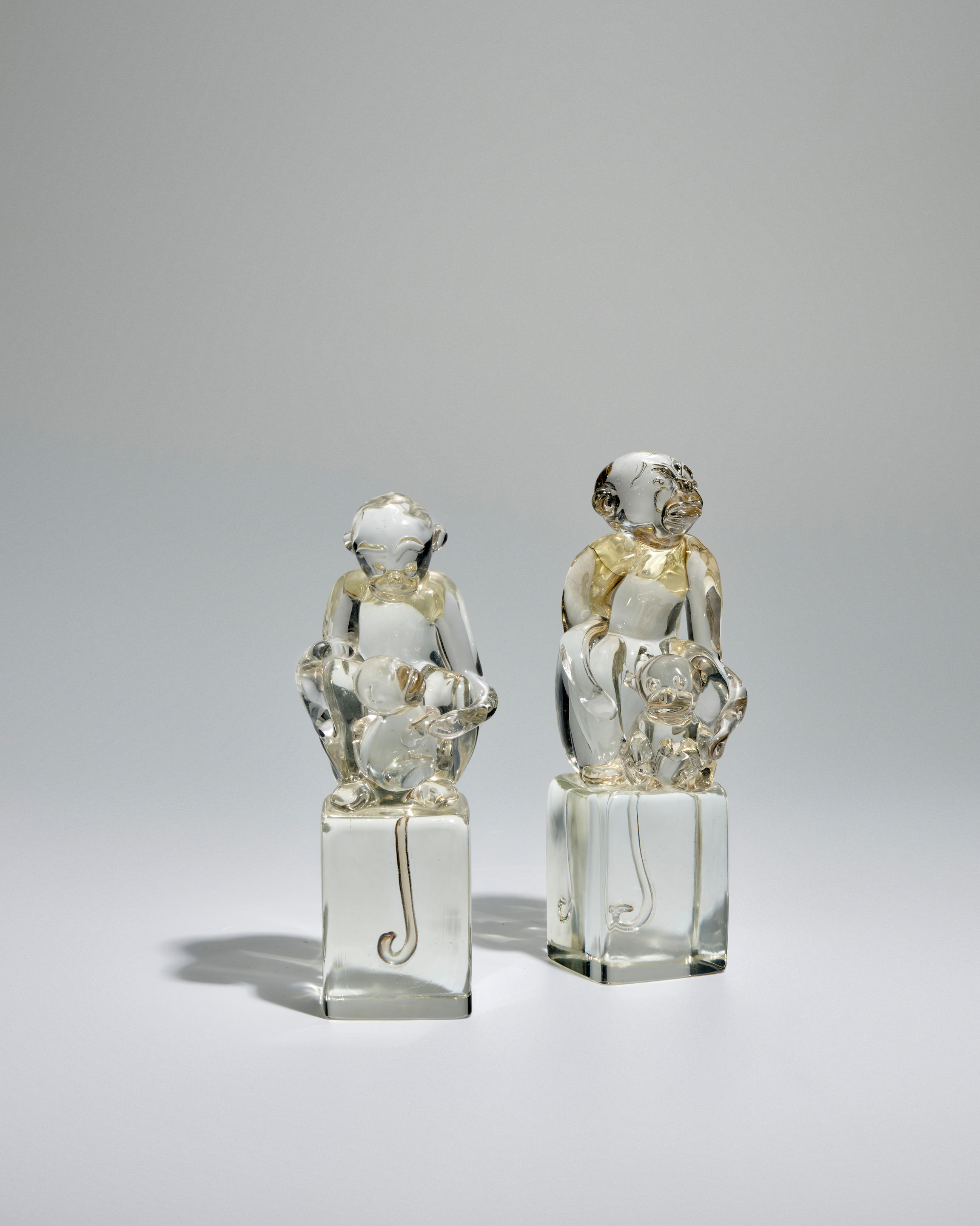 Appraisal: ERMANNO NASON - Pair of Monkey with Infant circa for