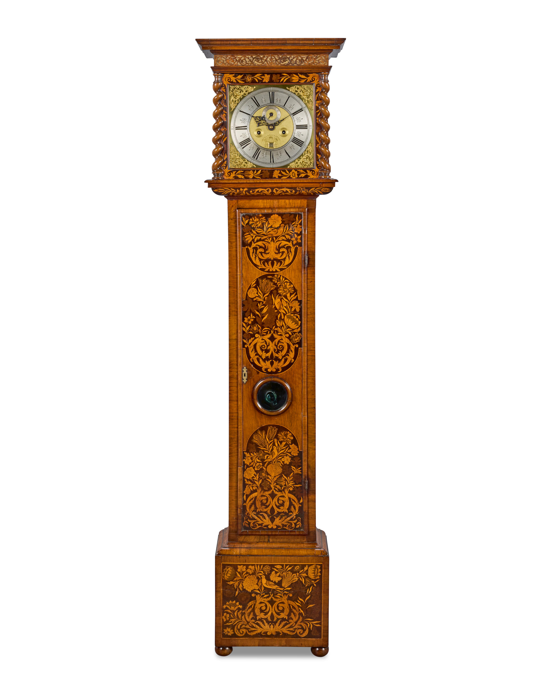 Appraisal: A LATE TH CENTURY WALNUT AND MARQUETRY INLAID LONGCASE CLOCK