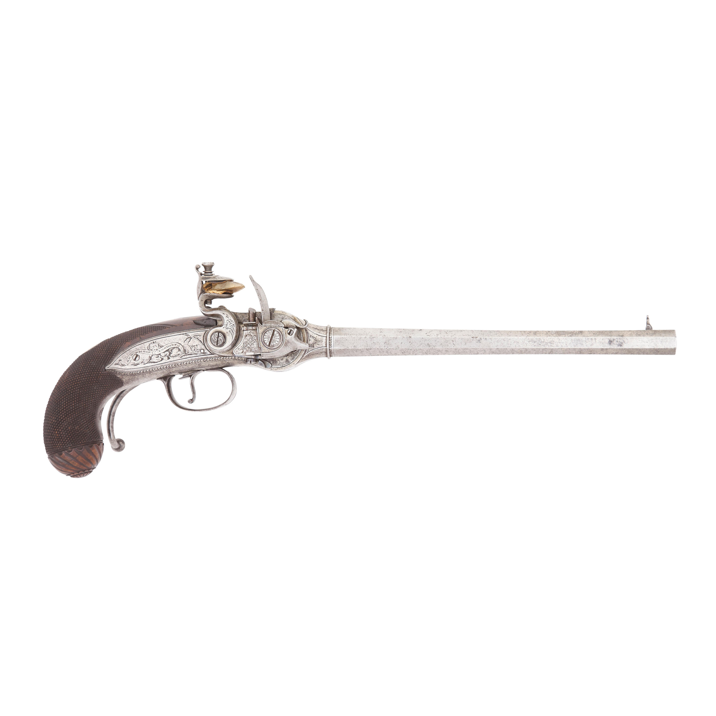 Appraisal: AN EXTREMELY RARE -BORE FLINTLOCK BREECH-LOADING REPEATING MAGAZINE PISTOL ON