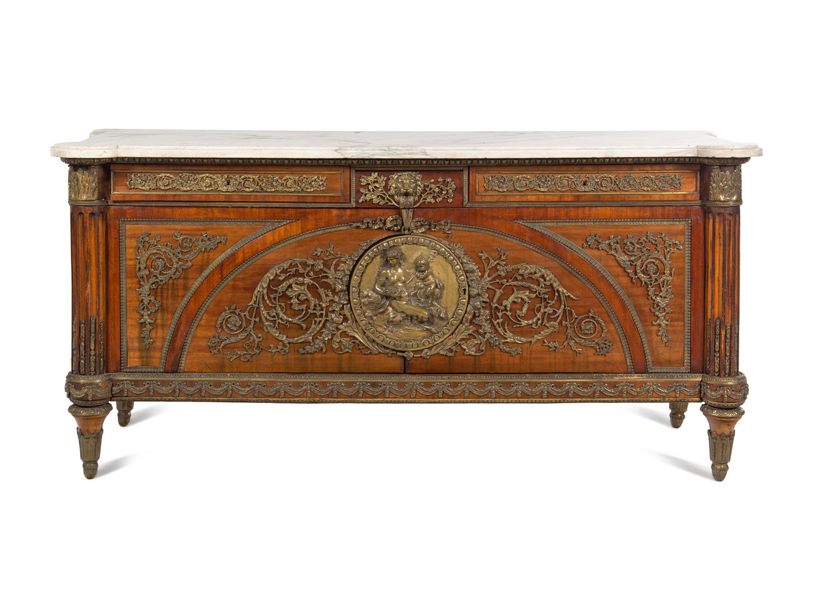 Appraisal: A Louis XVI Style Gilt Bronze Mounted Mahogany Marble-Top Commode