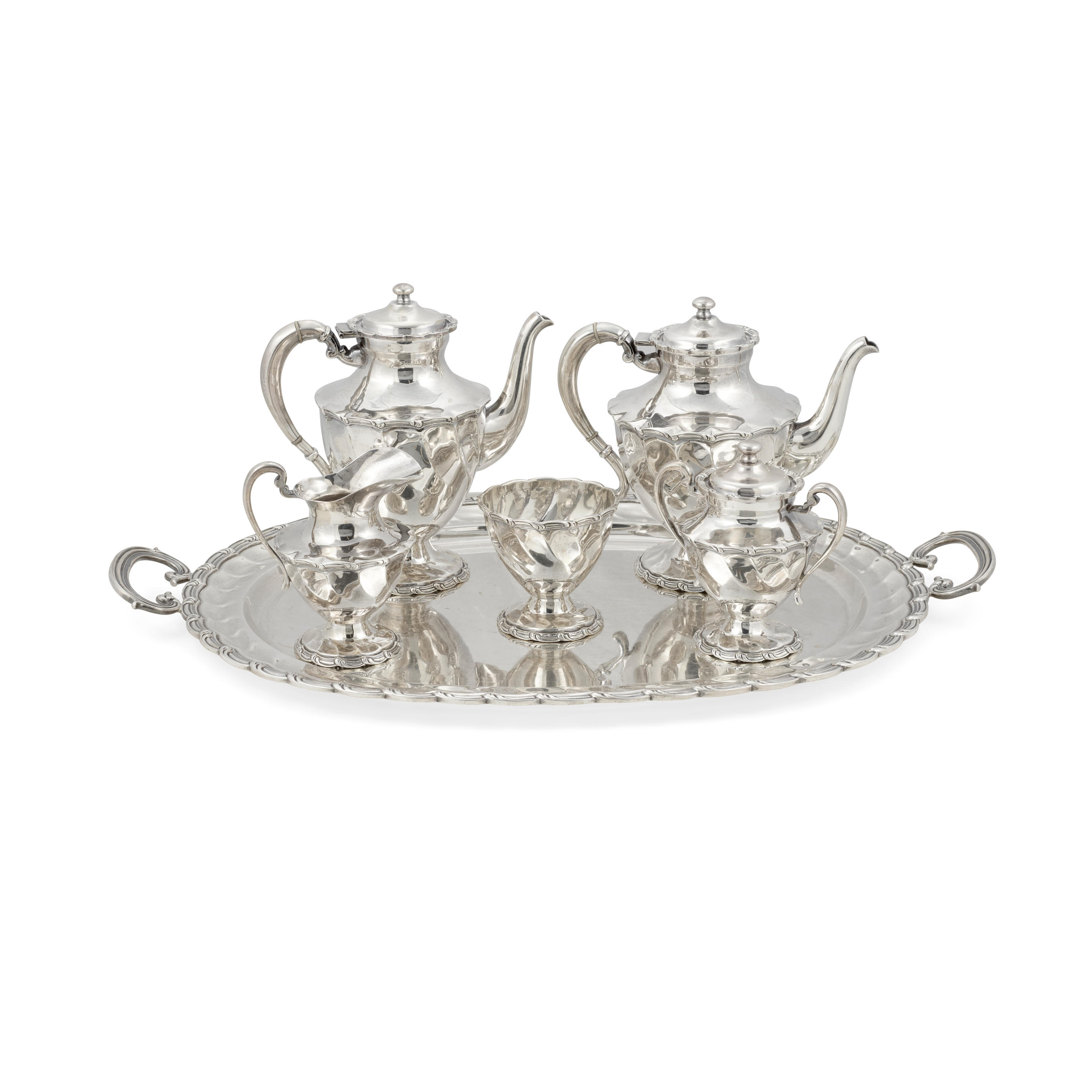 Appraisal: A MEXICAN STERLING SILVER SIX-PIECE TEA AND COFFEE SERVICE marked