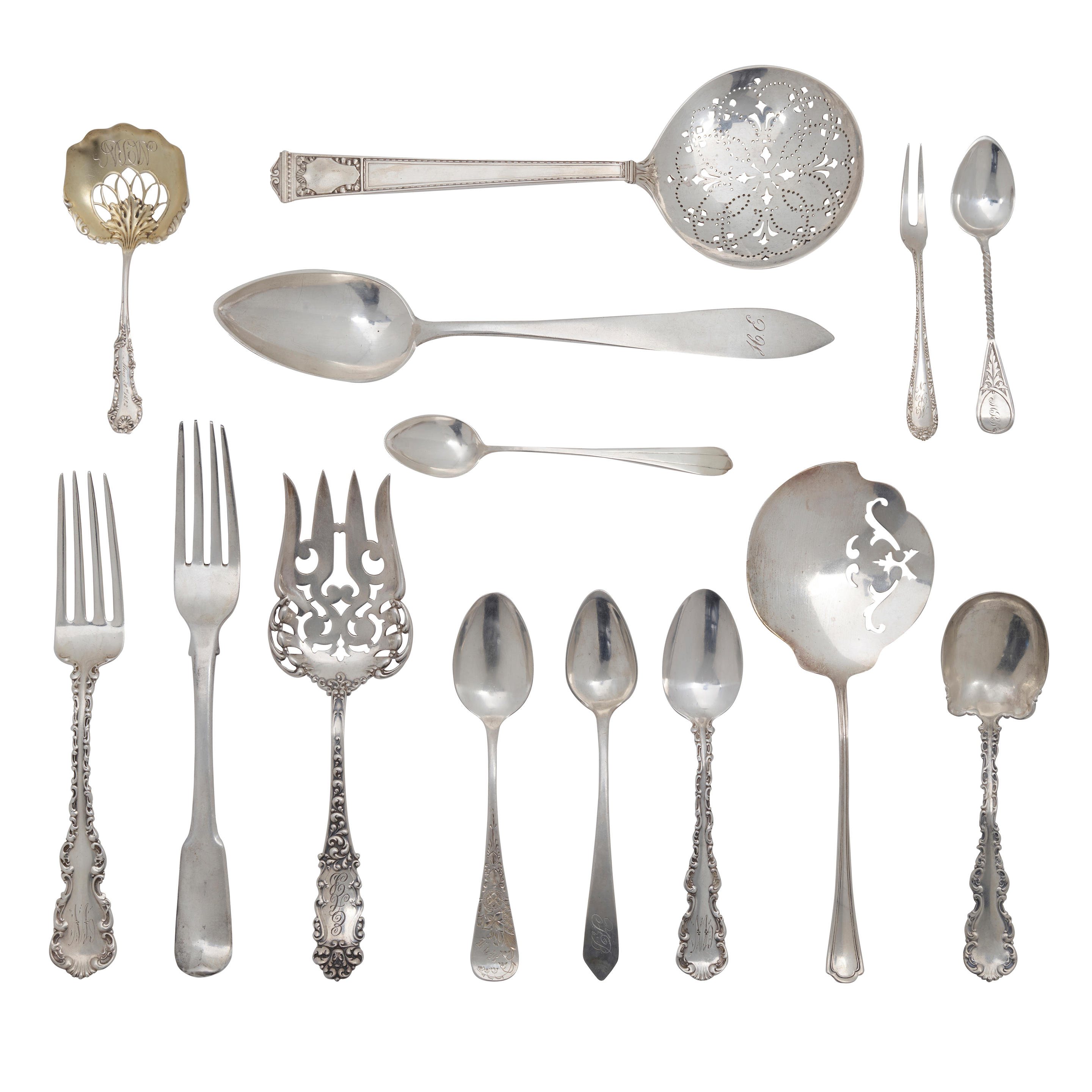 Appraisal: A GROUP OF AMERICAN STERLING SILVER FLATWARE PIECES by various