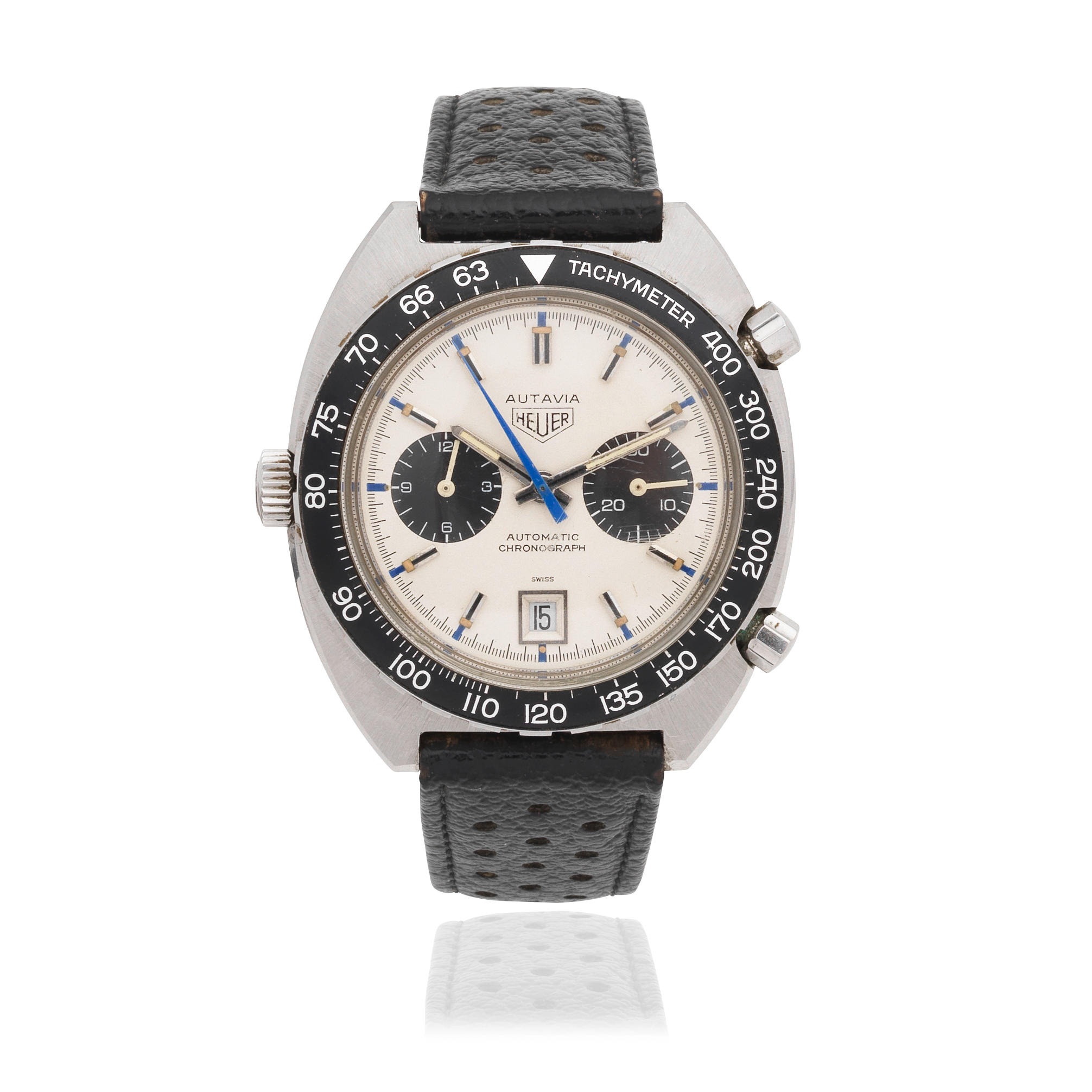 Appraisal: HEUER A STAINLESS STEEL AUTOMATIC CALENDAR CHRONOGRAPH WRISTWATCH Model Autavia