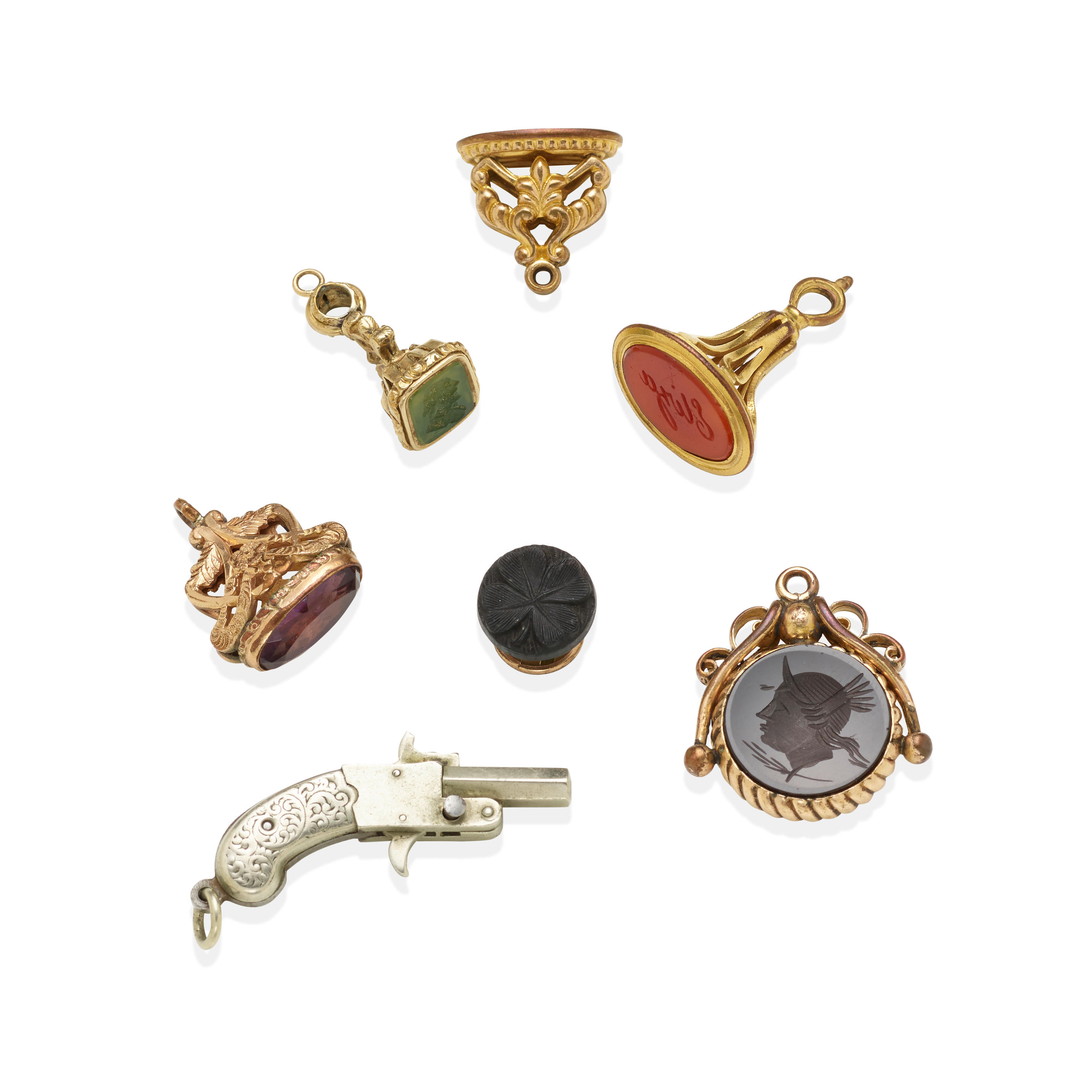 Appraisal: A GROUP OF METAL AND HARDSTONE JEWELRY Including five metal