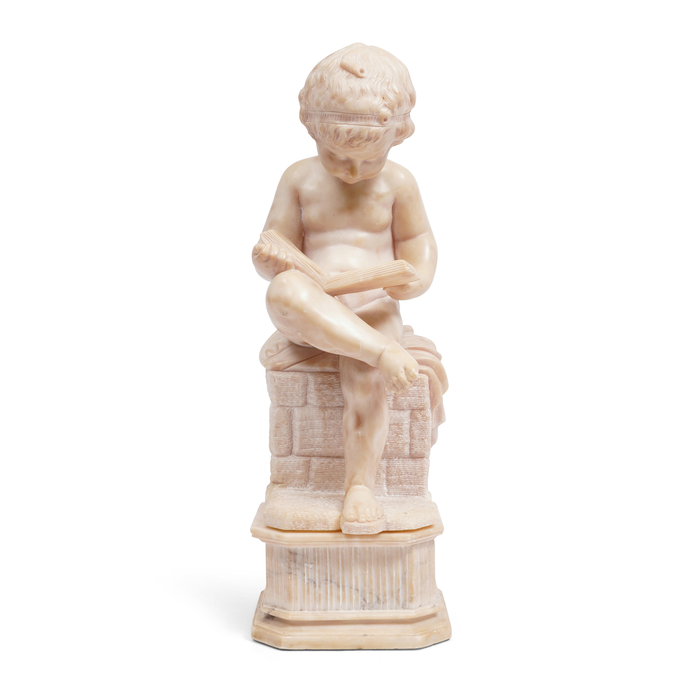 Appraisal: C GHILLI ALABASTER STATUE OF A SEATED CHILD Italy signed