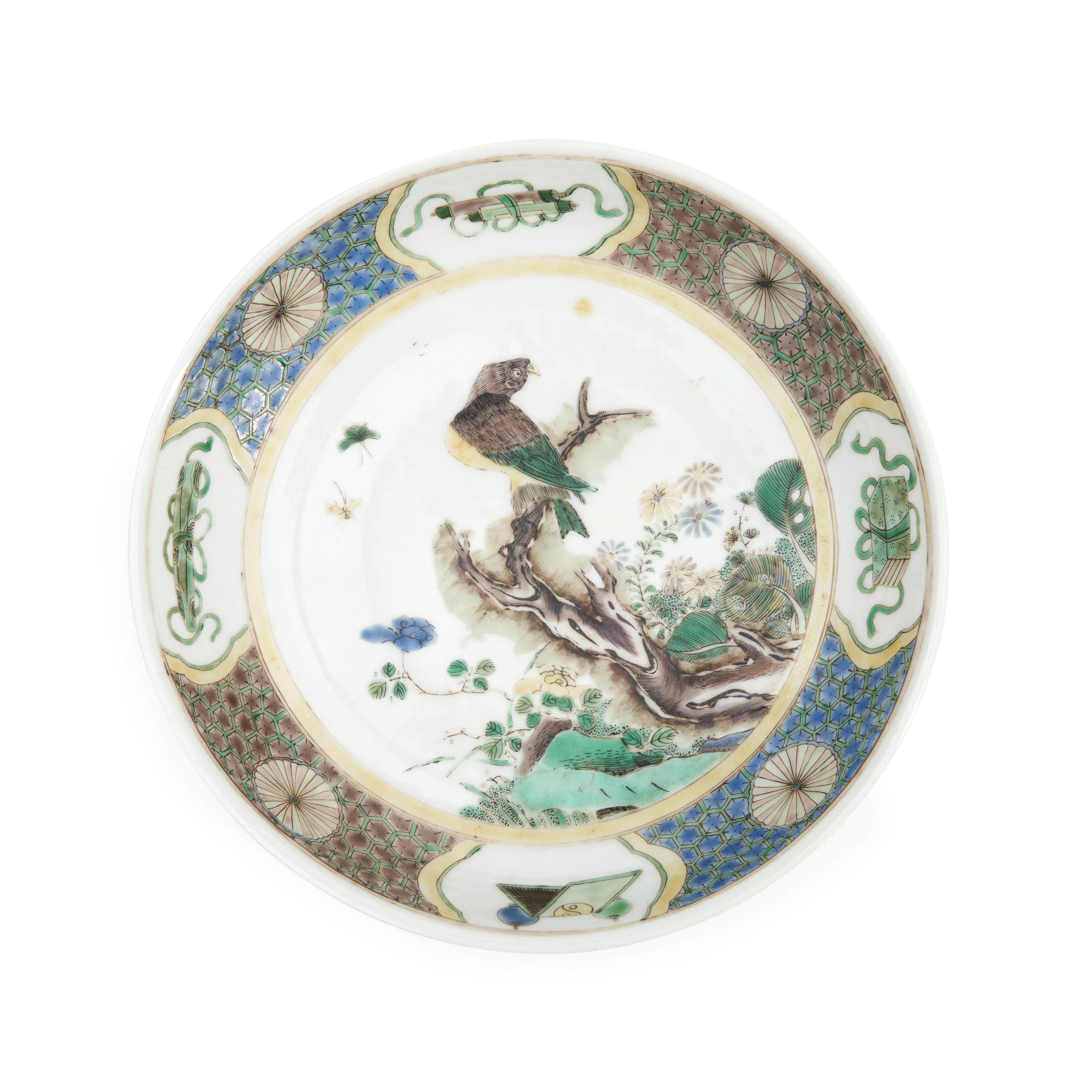 Appraisal: A FAMILLE VERTE HAWK DISH China Kangxi style th th