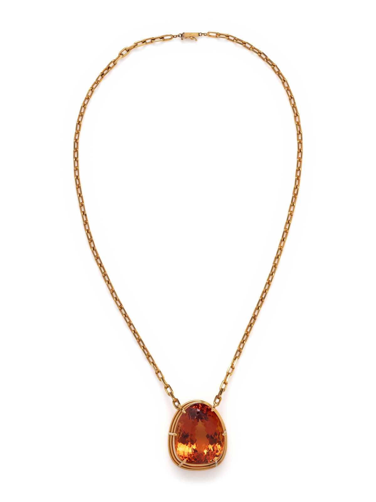 Appraisal: YELLOW GOLD AND TOPAZ NECKLACE Containing one pear shaped topaz