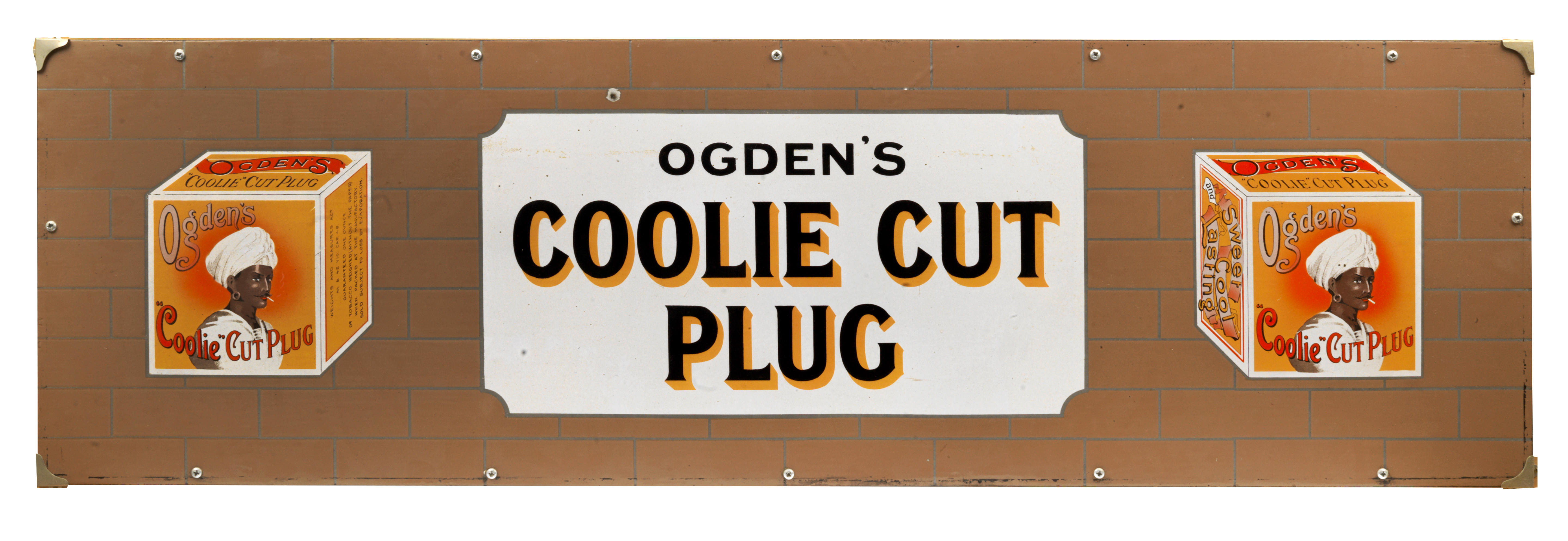 Appraisal: A RARE OGDENS COOLIE CUT PLUG ENAMEL SIGN SIGN single-sided