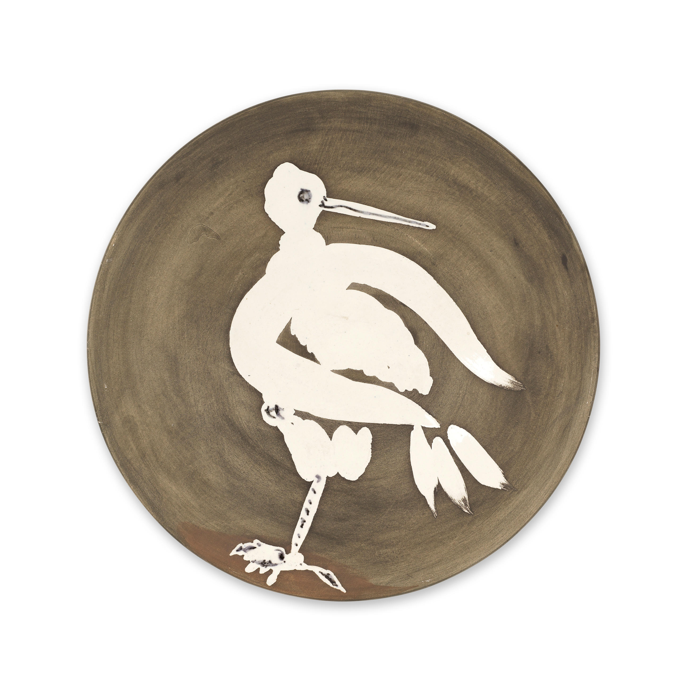 Appraisal: PABLO PICASSO - Oiseau n Rami Plat rond en terre