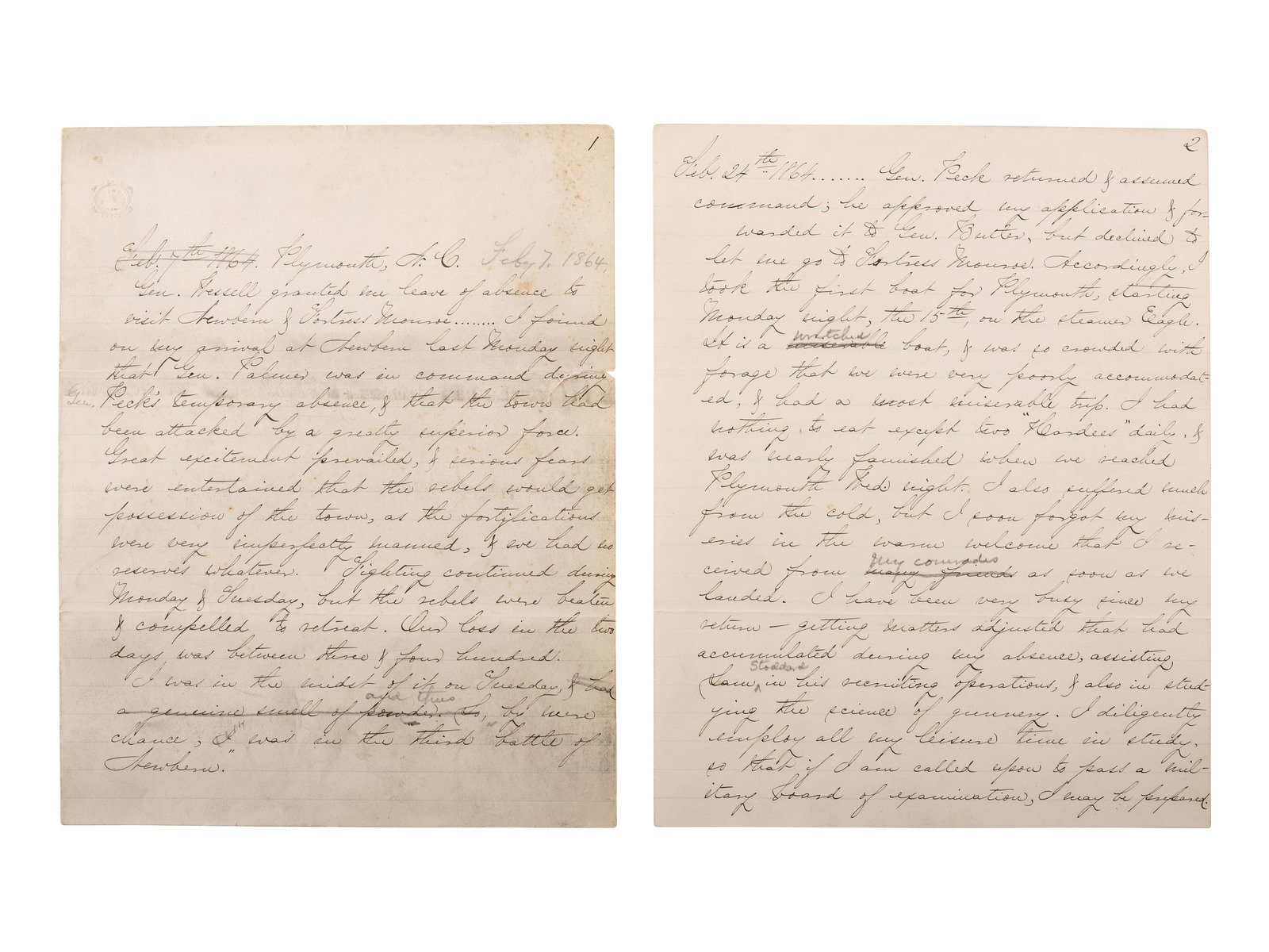 Appraisal: CIVIL WAR - CUSTER George A Manuscript documenting the wartime