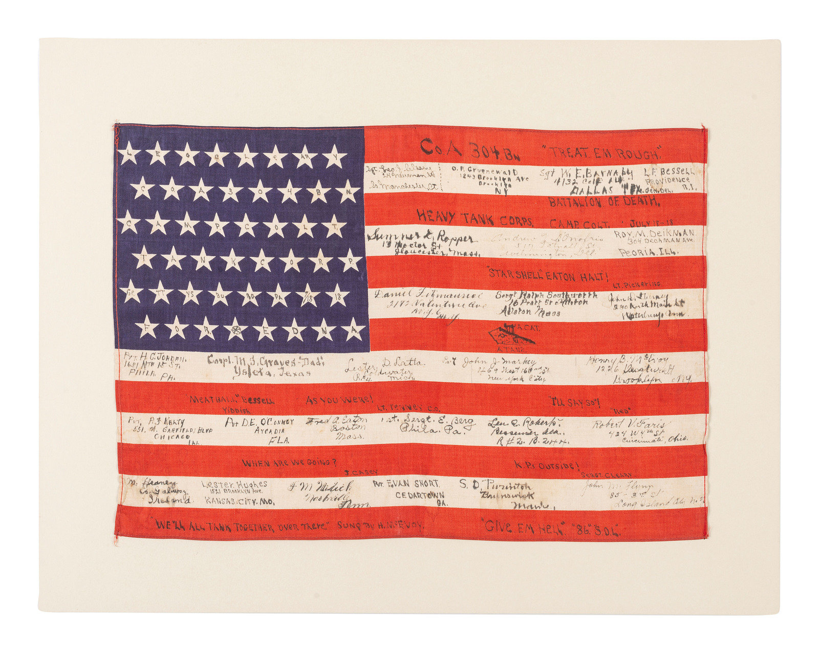 Appraisal: WORLD WAR I -star American parade flag identified to the