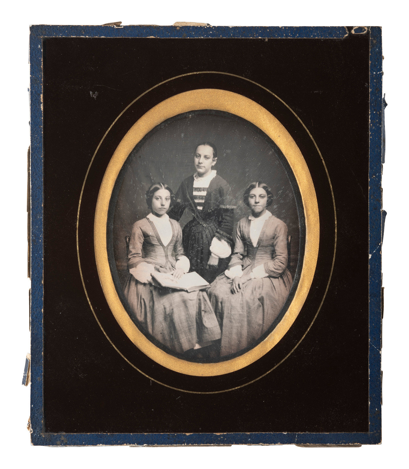 Appraisal: EARLY PHOTOGRAPHY likely European daguerreotype portraits of groups in passe