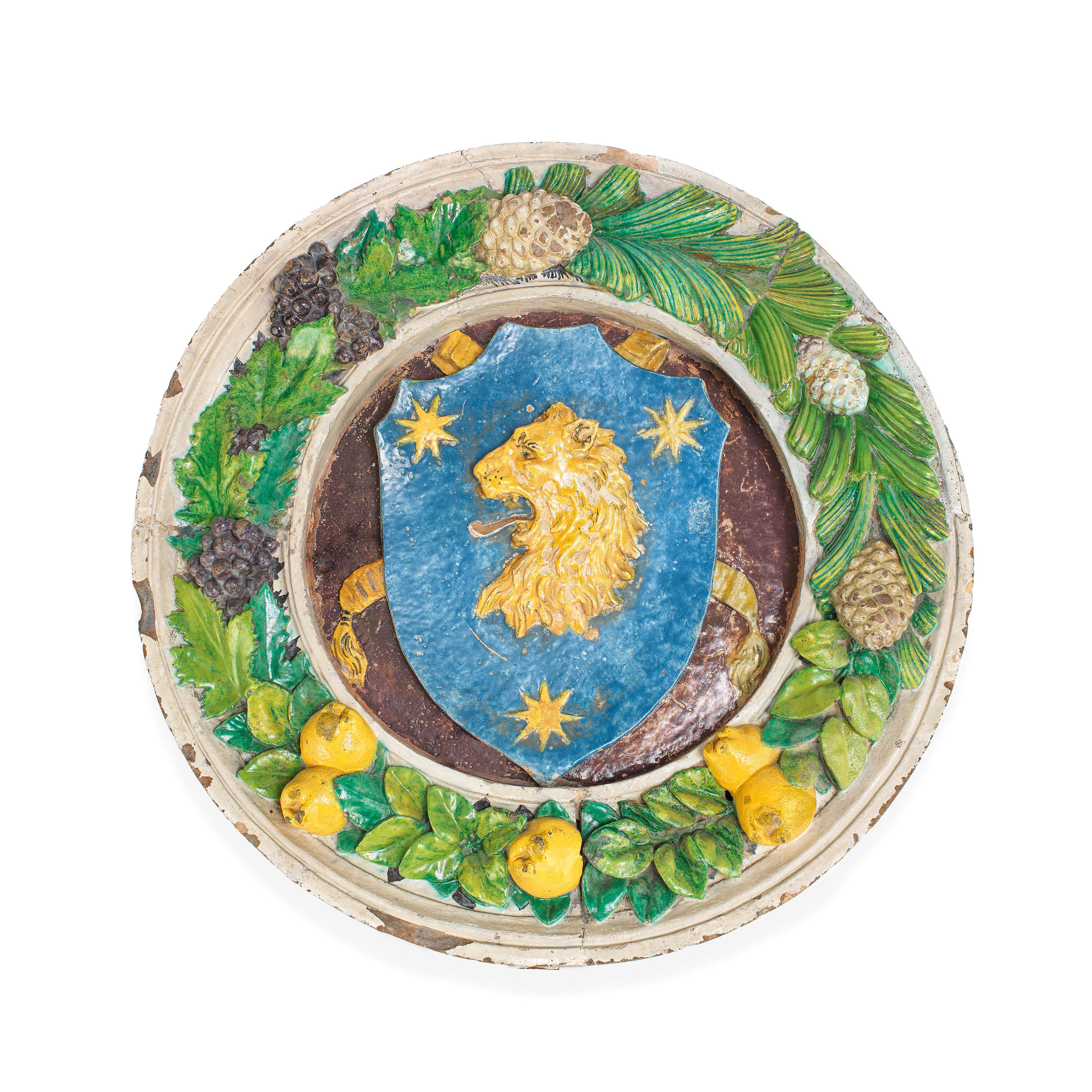 Appraisal: WORKSHOP OF DELLA ROBBIA ITALIAN - A GLAZED TERRACOTTA ARMORIAL