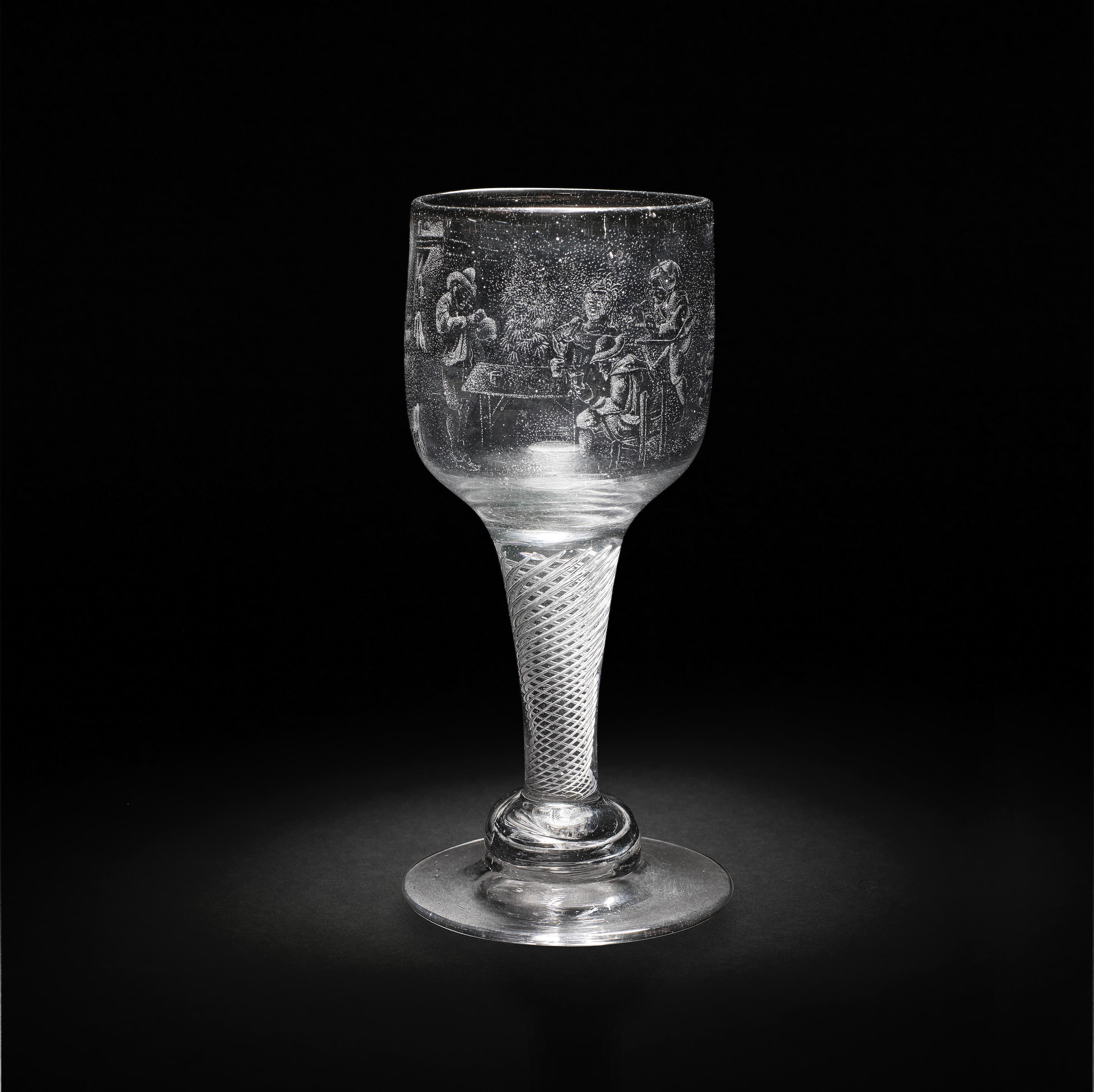 Appraisal: A VERY RARE DUTCH STIPPLE-ENGRAVED GOBLET BY J WOLFF CIRCA