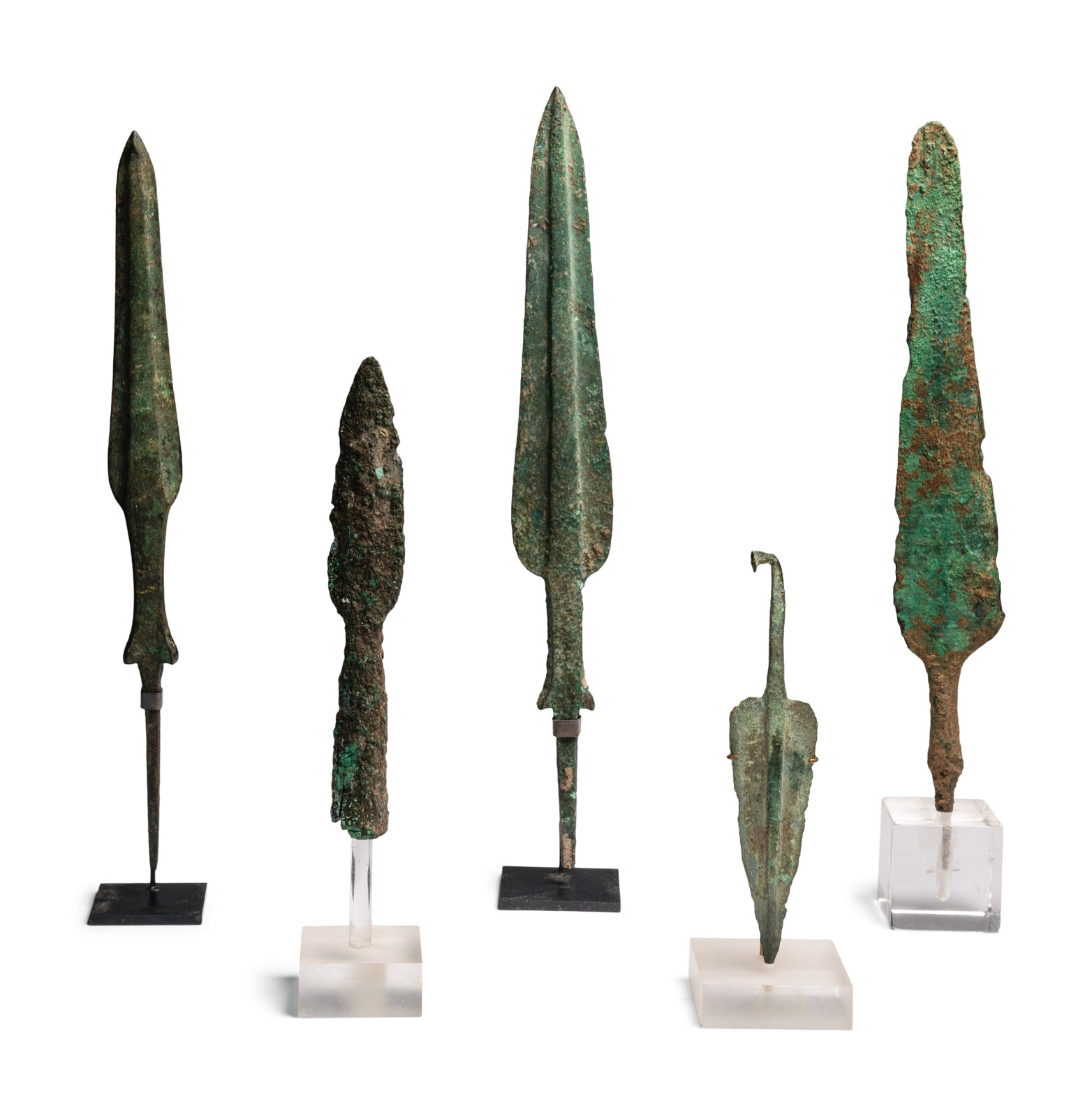 Appraisal: Five Luristan Bronze Spear Points Circa - B C Length