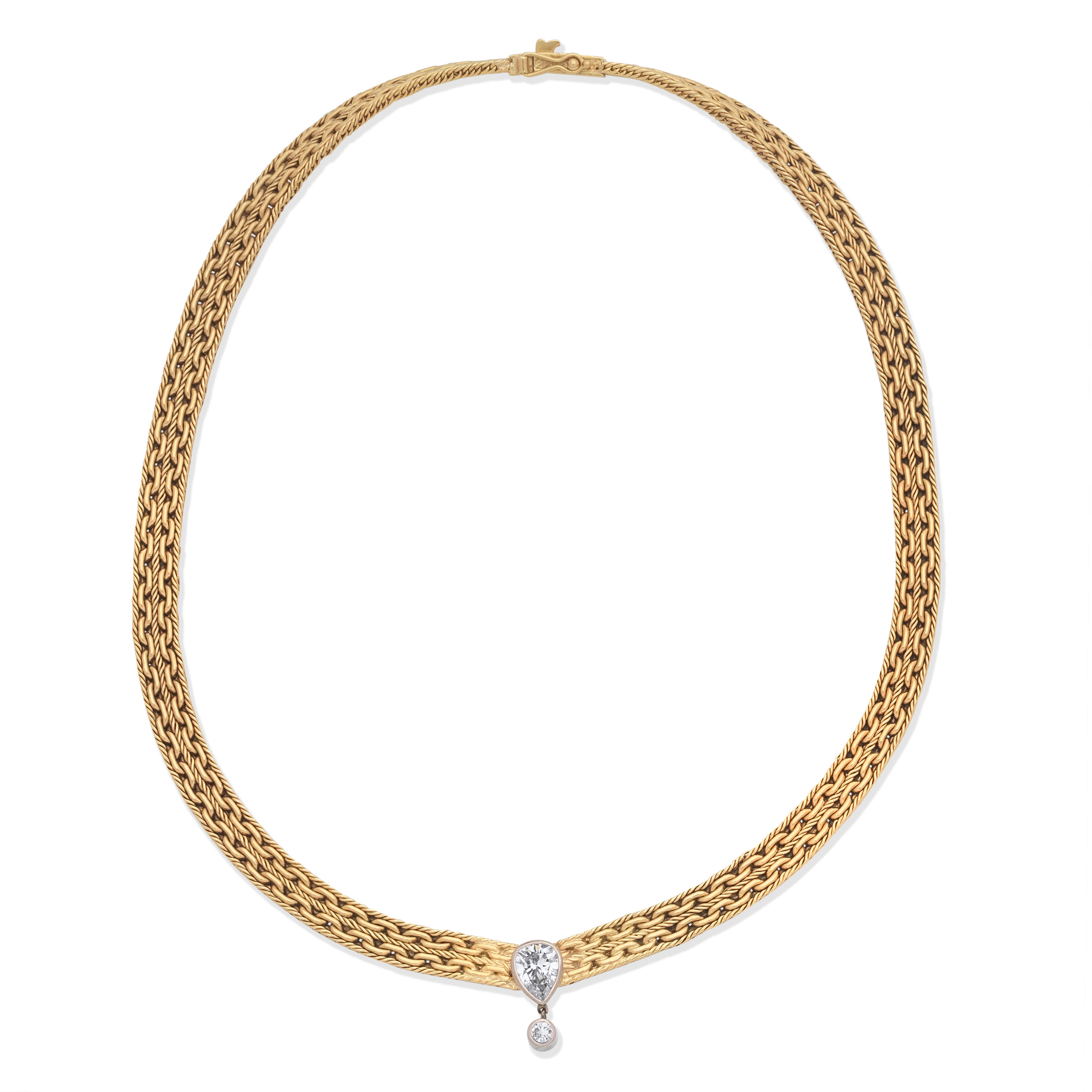 Appraisal: DIAMOND-SET NECKLACE The carat gold fancy link collar set with