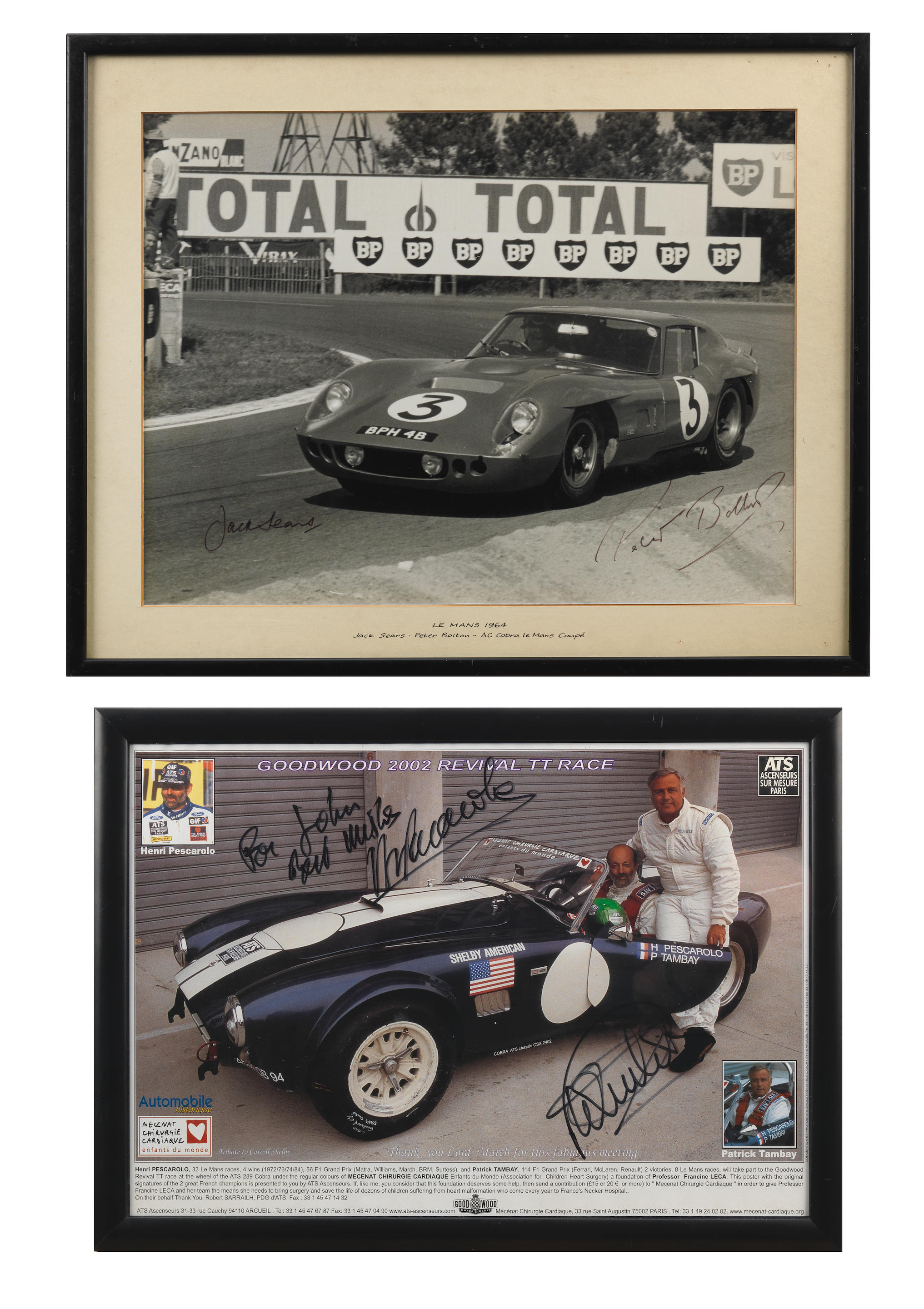 Appraisal: TWO SIGNED MOTOR RACING IMAGES comprising 'Le Mans ' signed