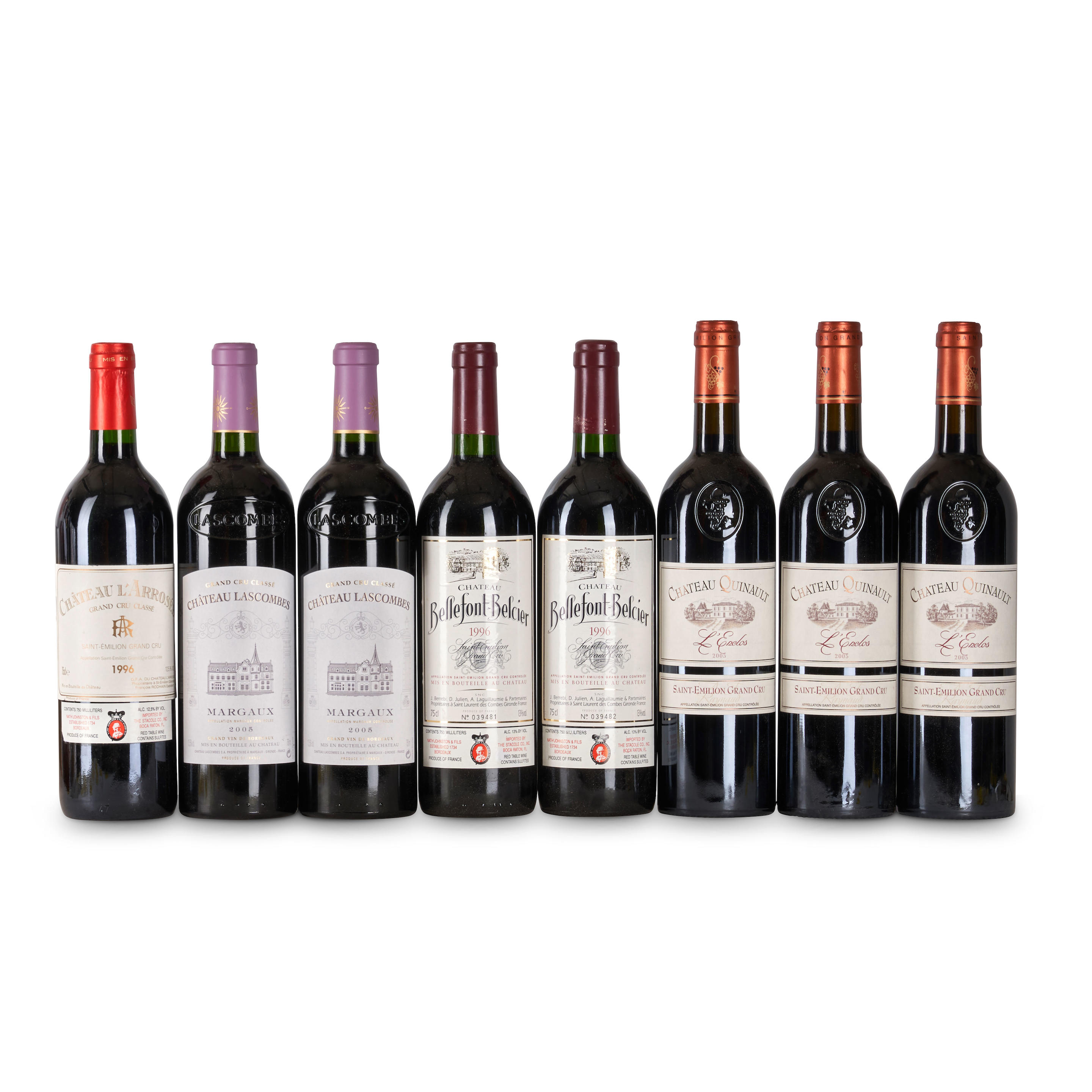 Appraisal: MIXED BORDEAUX BOTTLES Mixed Bordeaux Chateau Bellefont Belcier St Emilion