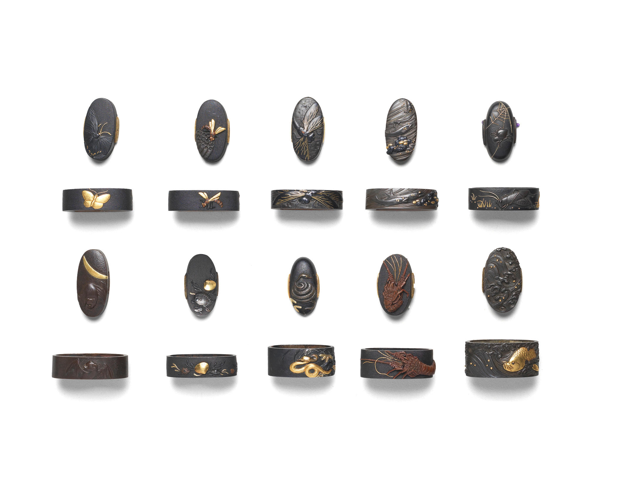 Appraisal: TEN FUCHI-GASHIRA HILT COLLARS AND POMMELS Edo period - to