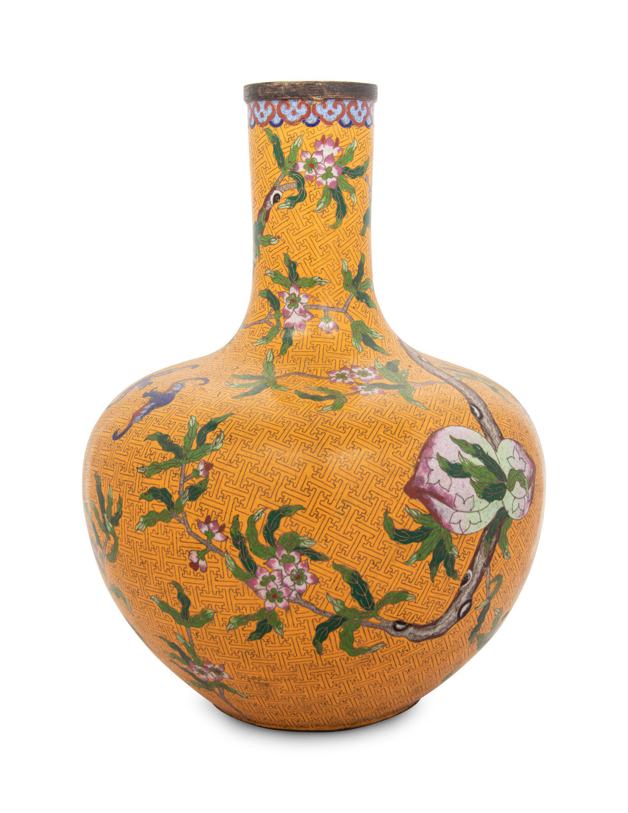 Appraisal: A Large Cloisonn Enamel Vase Tianqiuping REPUBLIC PERIOD - having