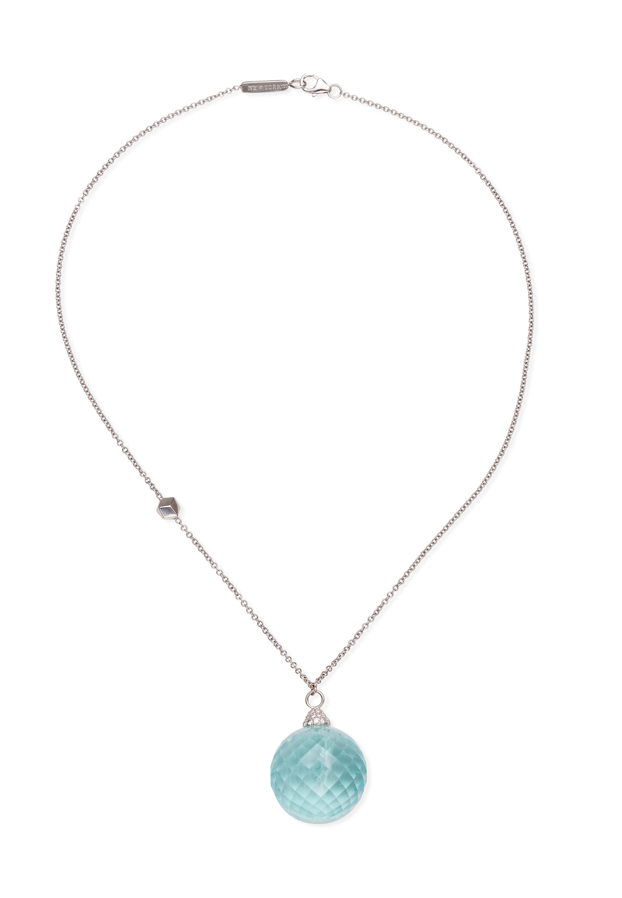 Appraisal: PAOLO COSTAGLI AQUAMARINE AND DIAMOND PENDANT NECKLACE Suspending a faceted