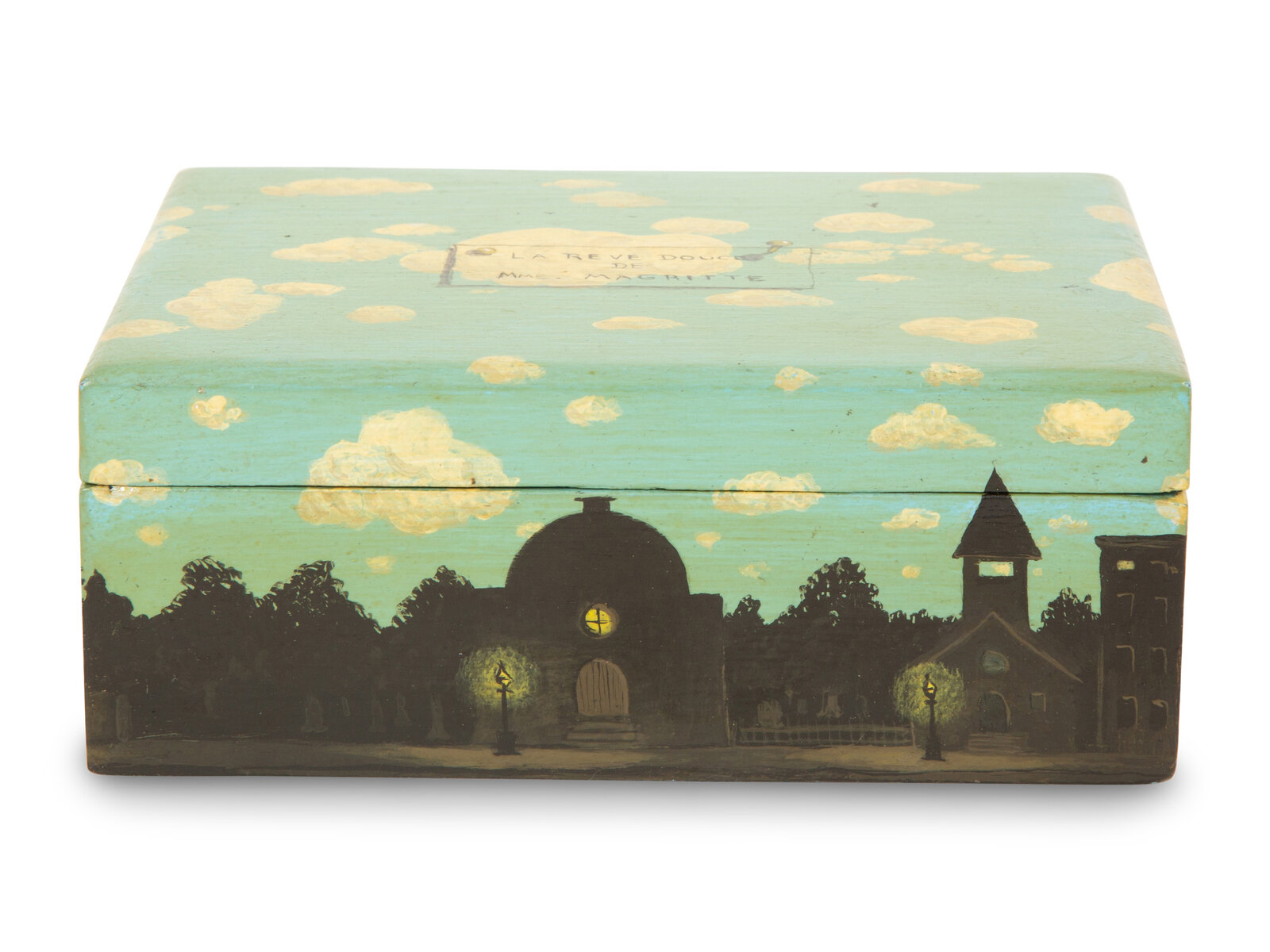 Appraisal: A Surrealist Painted Table Box After Rene Magritte th Century