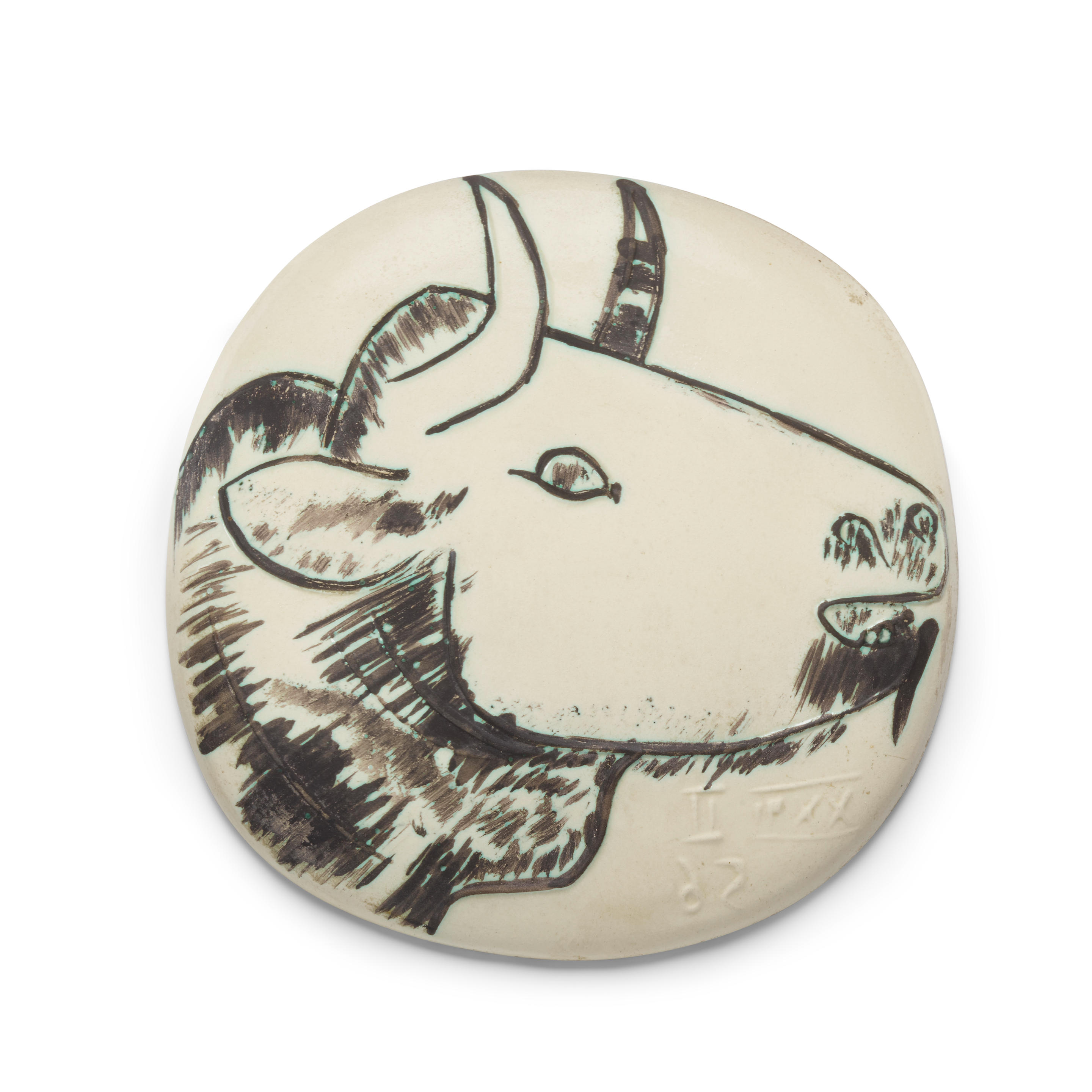 Appraisal: PABLO PICASSO - Bull's Profile Alain Rami Partially glazed white