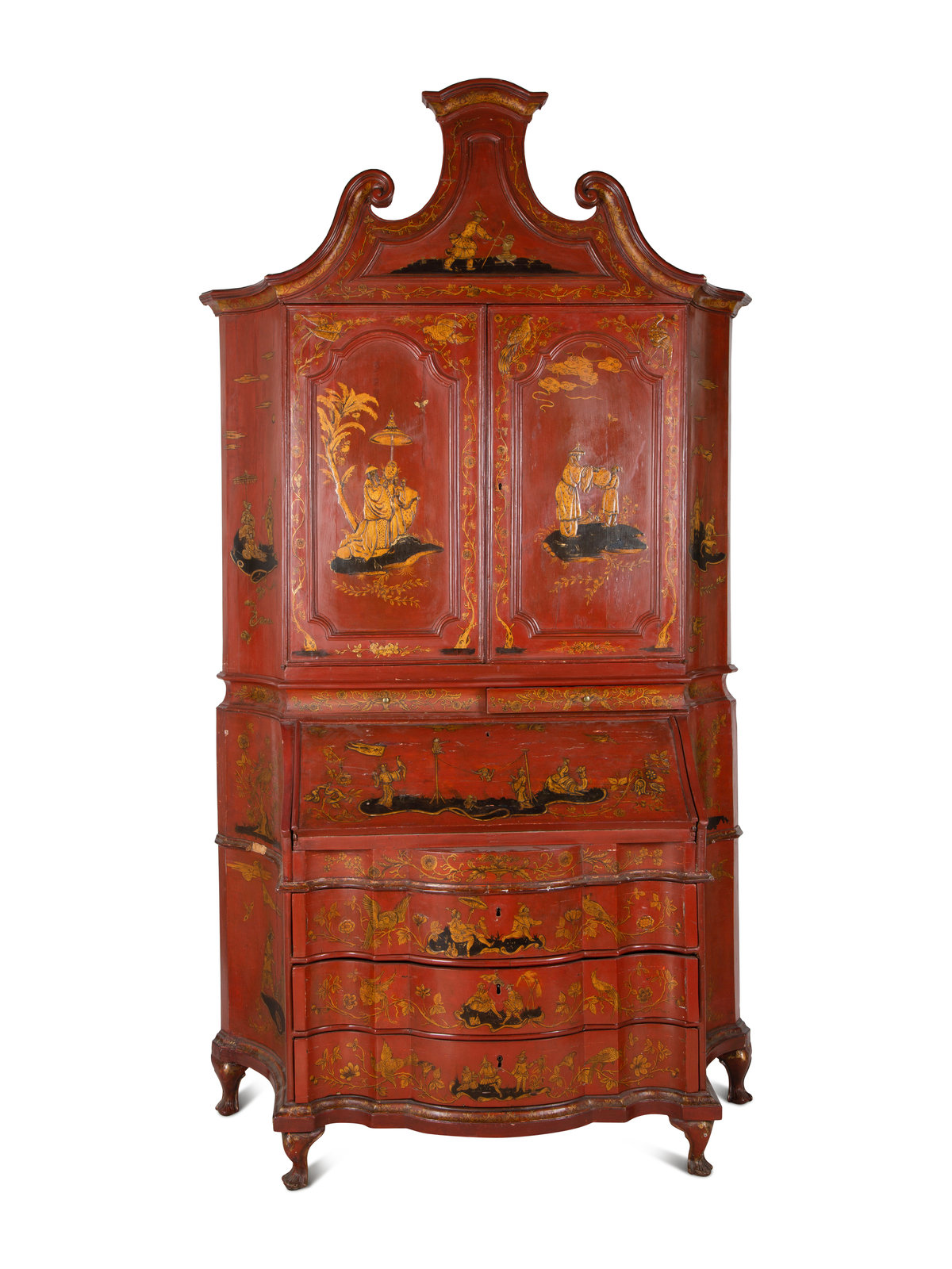 Appraisal: An Italian Chinoiserie-Decorated Painted Secretary Bureau LATE TH EARLY TH