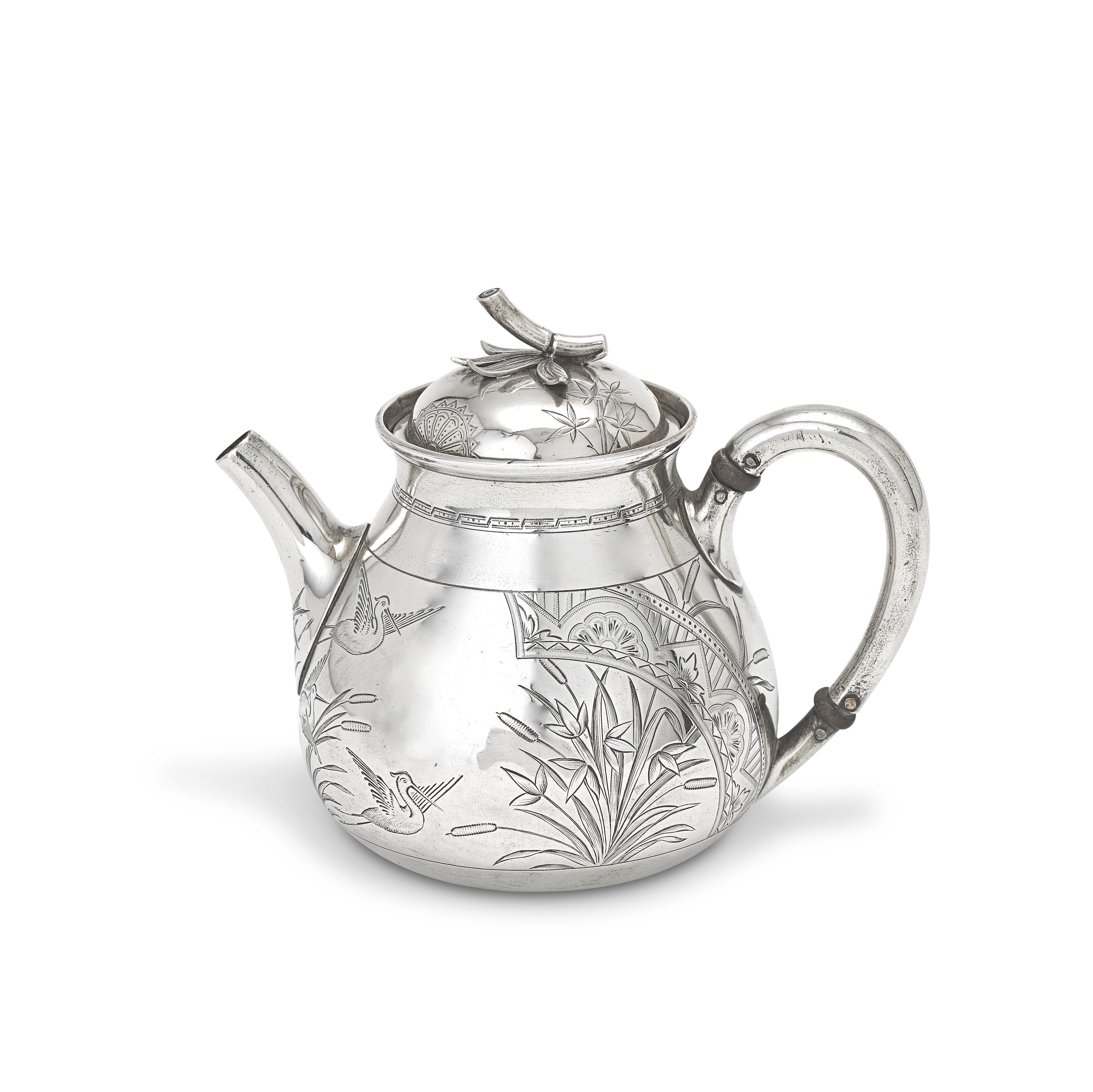 Appraisal: A VICTORIAN SILVER AESTHETIC BATCHELORS' TEAPOT John Samuel Hunt London