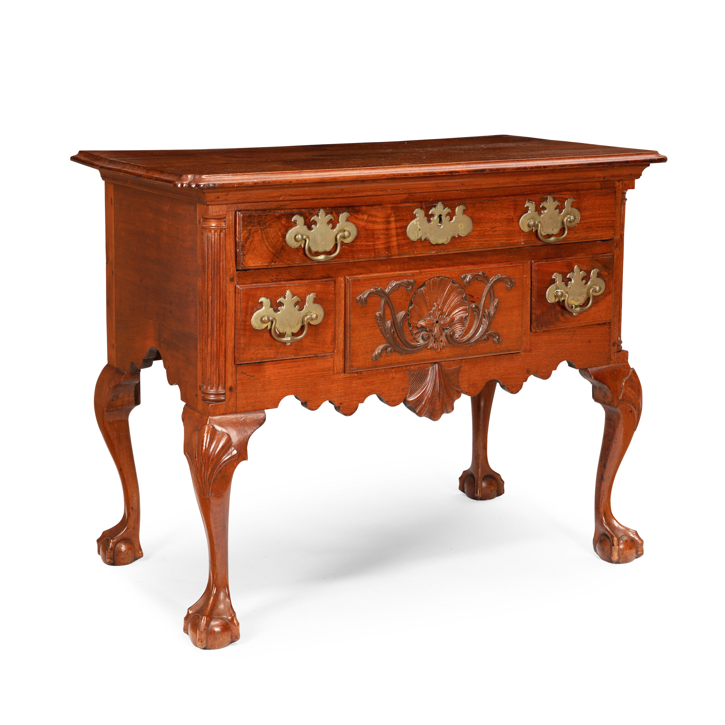 Appraisal: CHIPPENDALE WALNUT DRESSING TABLE Philadelphia Pennsylvania c - Overhanging top