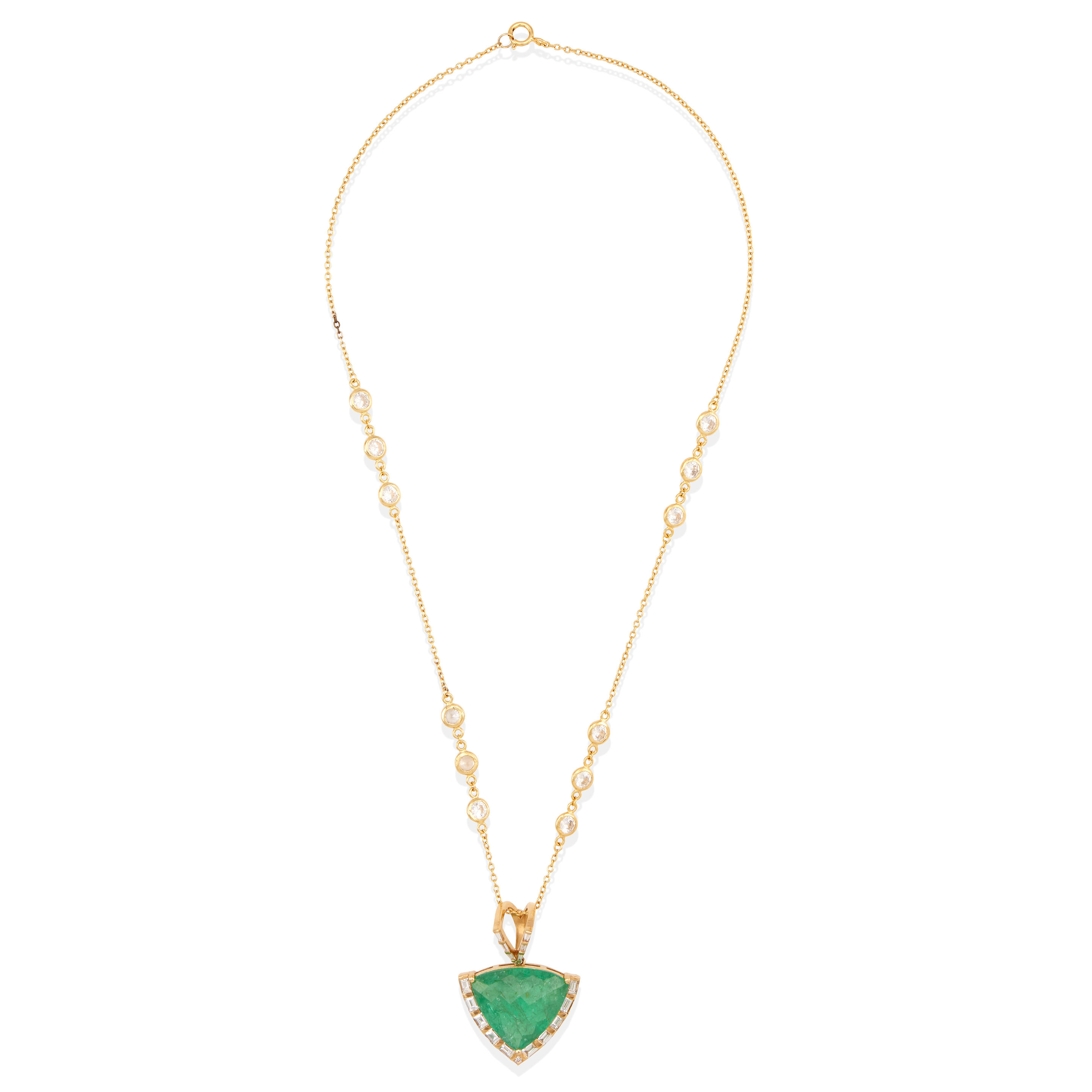 Appraisal: K GOLD GOLD PLATE PARAIBA-TYPE TOURMALINE DIAMOND AND GLASS PENDANT