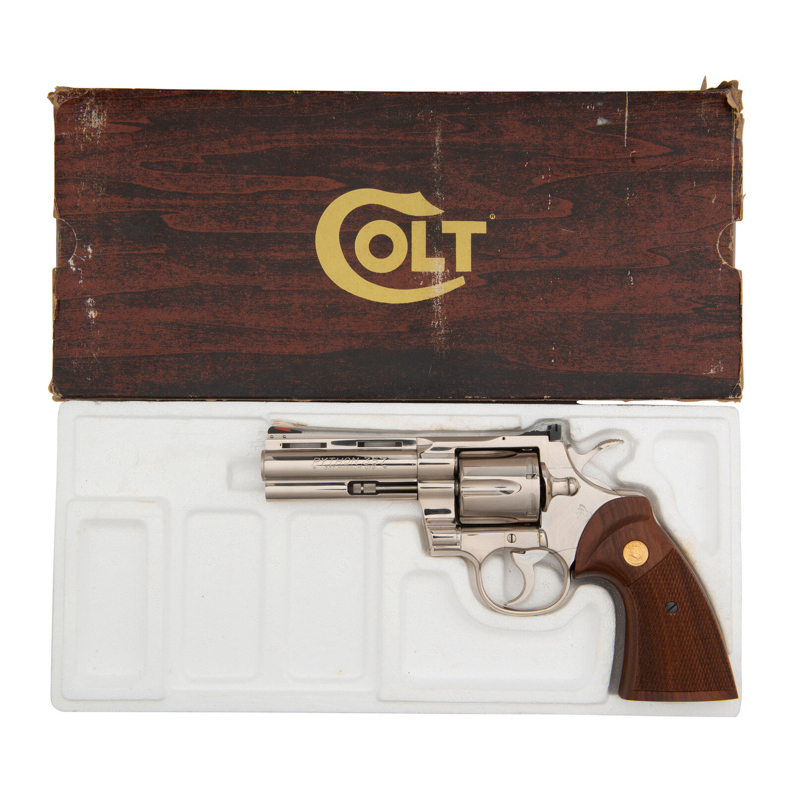 Appraisal: Nickel Plated Colt Python in Box Magnum barrel length SN