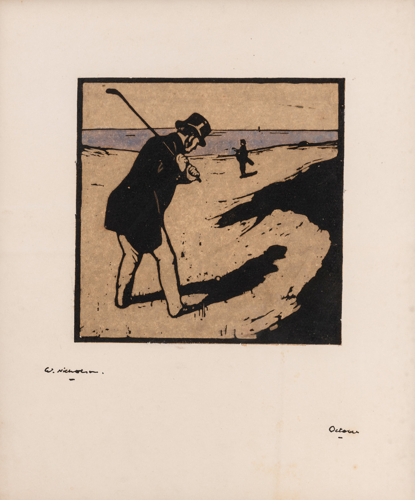 Appraisal: William Nicholson British - Golf October hand-colored woodcut on paper