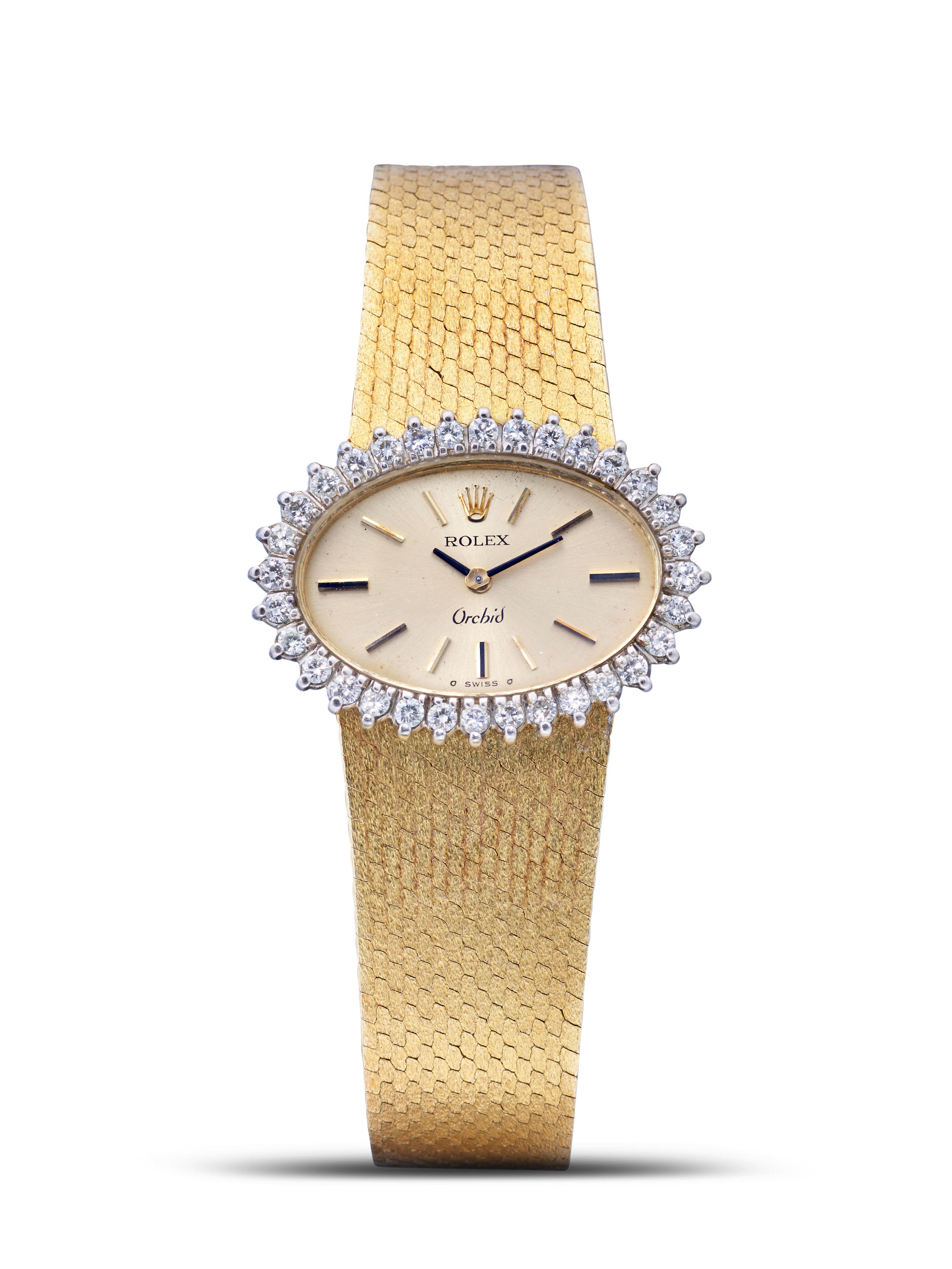 Appraisal: ROLEX ORCHID REF A YELLOW GOLD AND DIAMOND-SET WRISTWATCH WITH