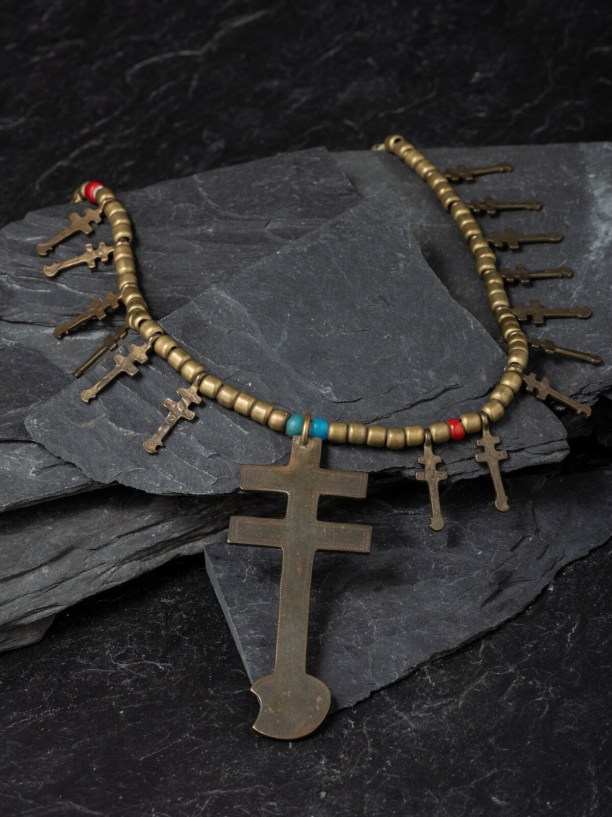 Appraisal: Brass Isleta Cross Necklace second quarter - mid th century