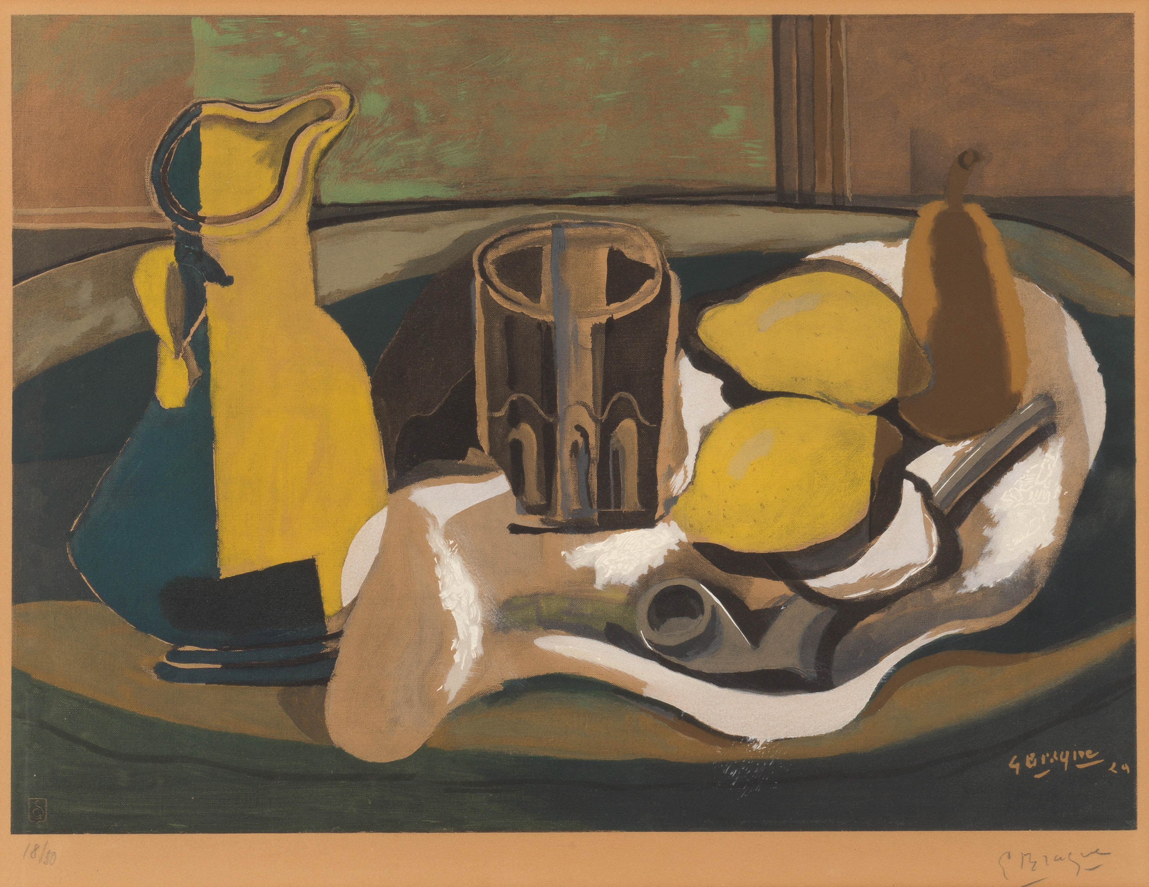 Appraisal: AFTER GEORGES BRAQUE FRENCH - Nature morte aux citrons not