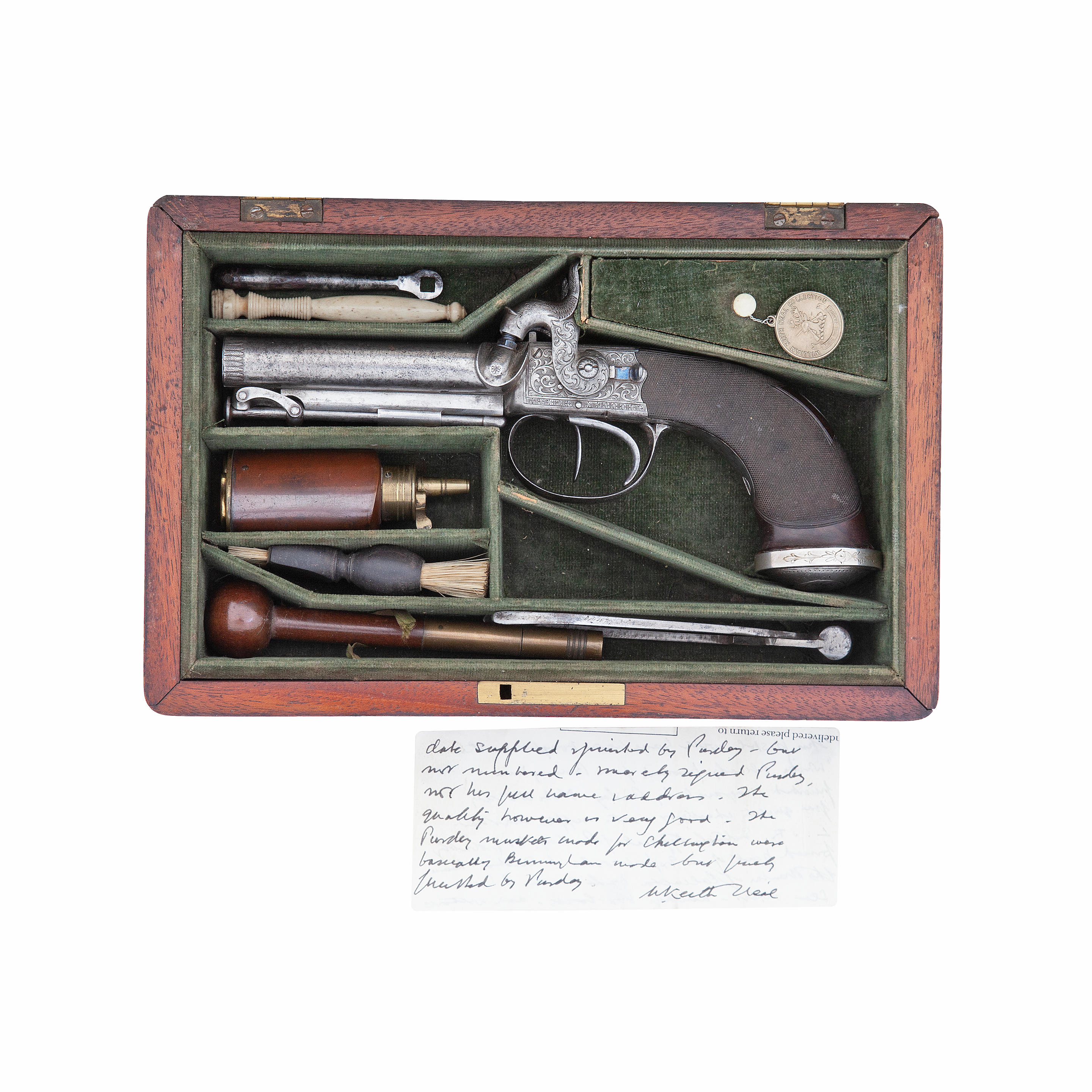 Appraisal: A CASED -BORE PERCUSSION D B BOX-LOCK TRAVELLING PISTOL SIGNED